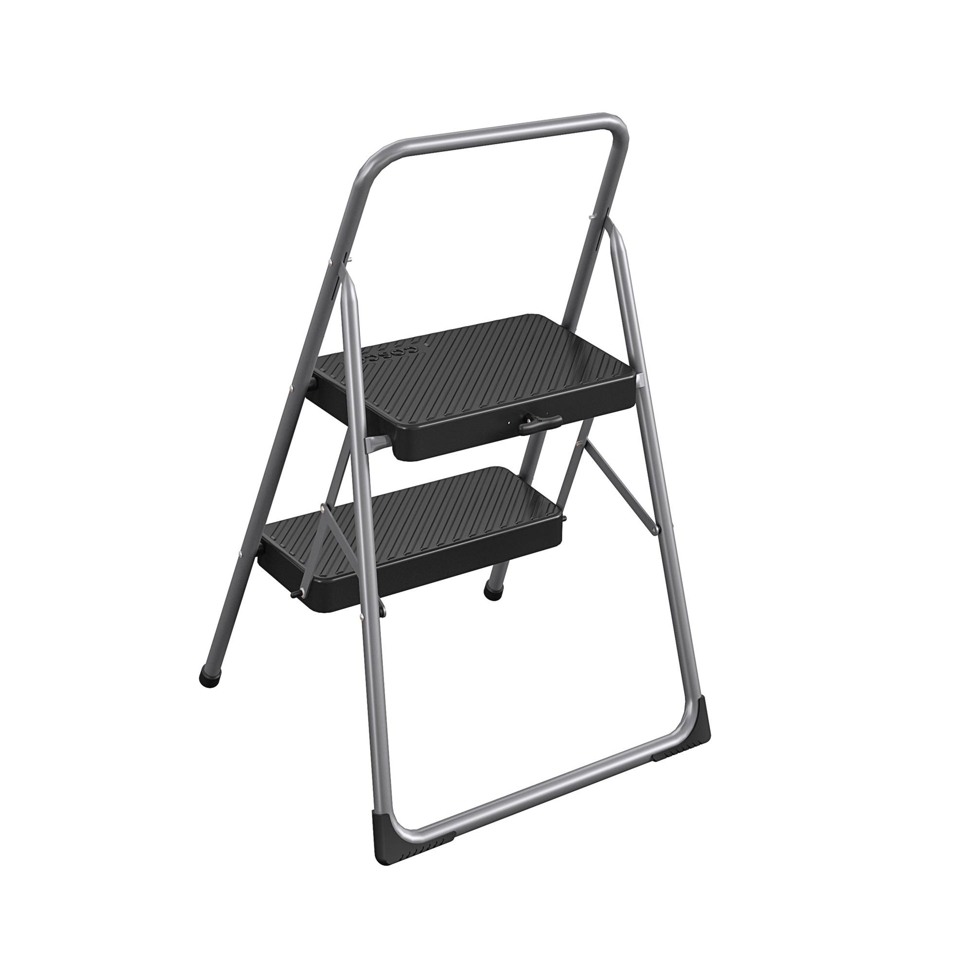 2-Step Household Folding Step Stool - Platinum/Black - 2 Step