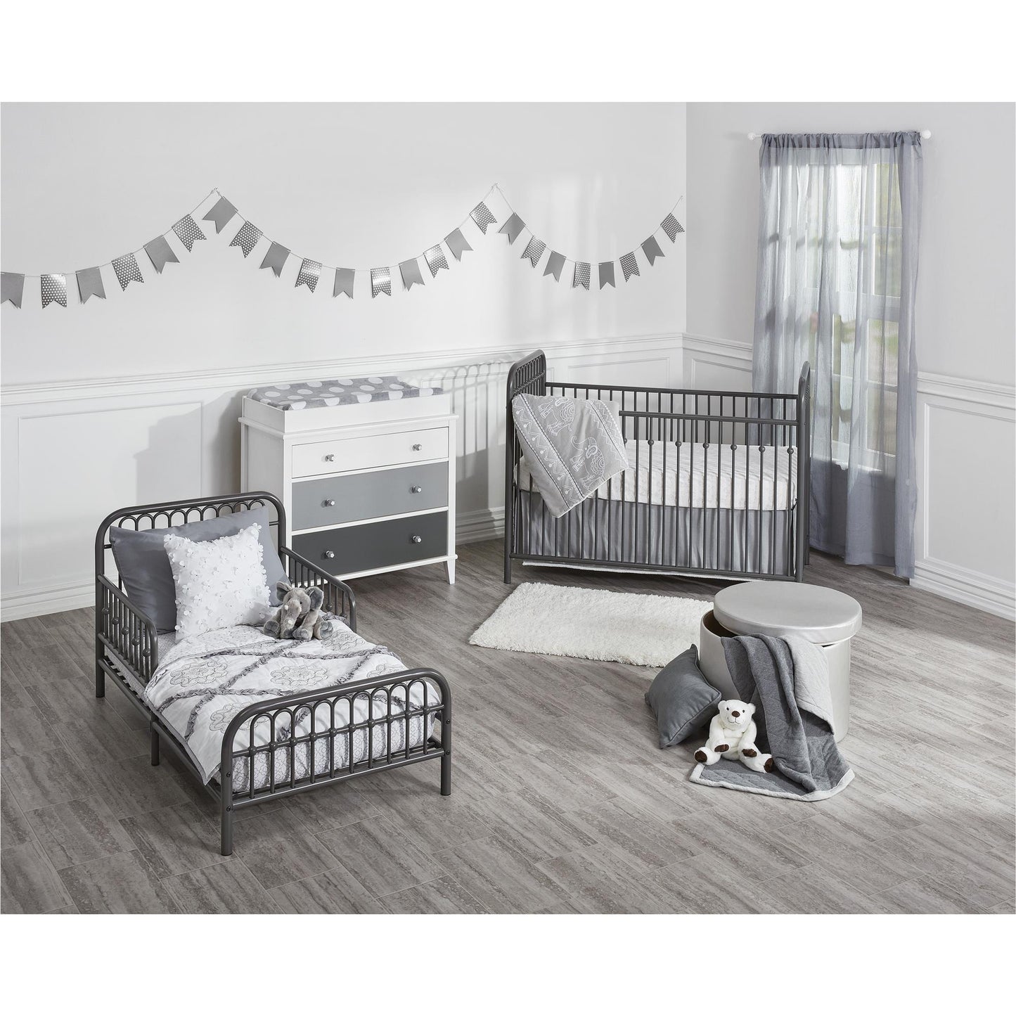 Monarch Hill Poppy 3 Drawer Changing Table with 2 Sets of Knobs - Gray
