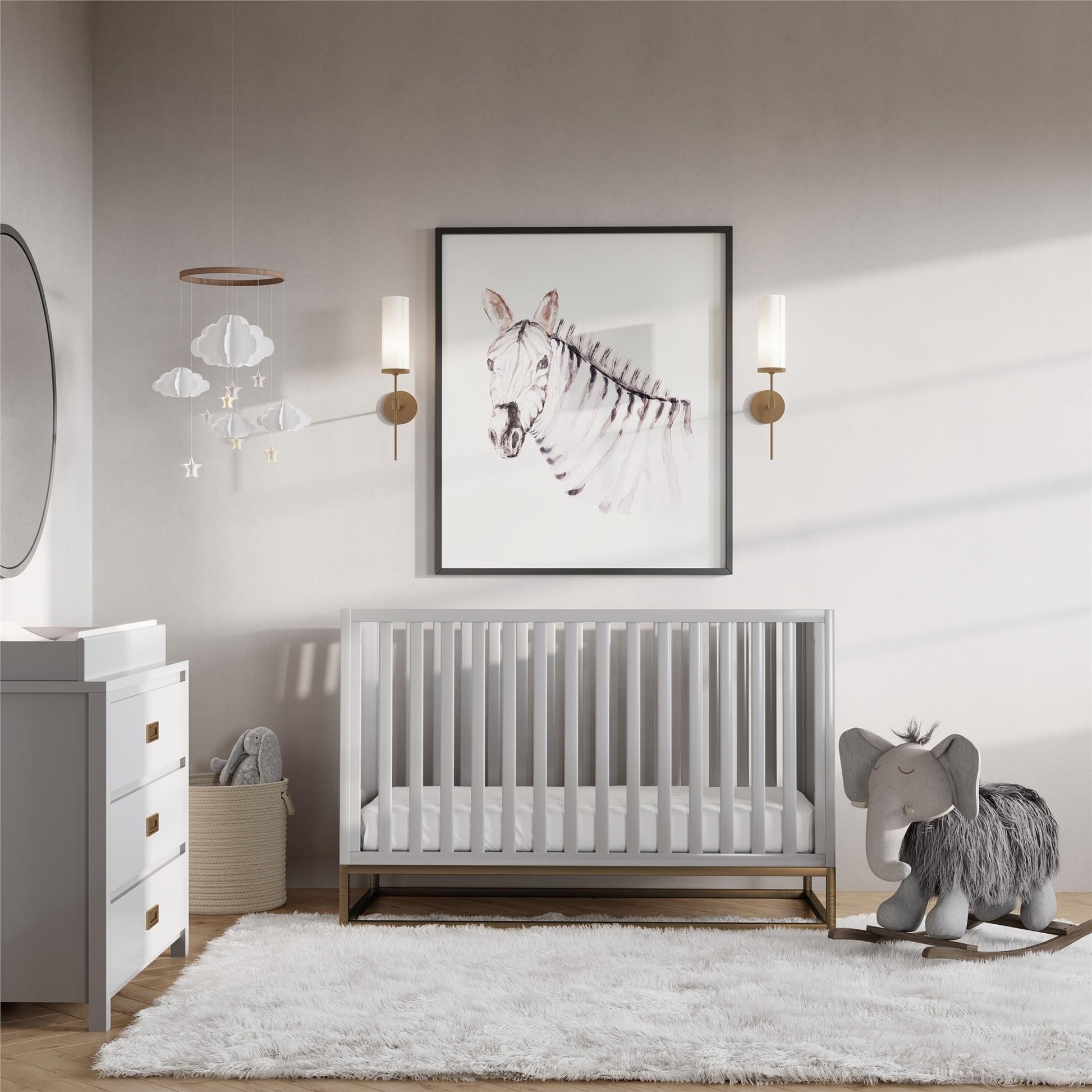 Haven 3 in 1 Metal Base Crib - Dove Gray