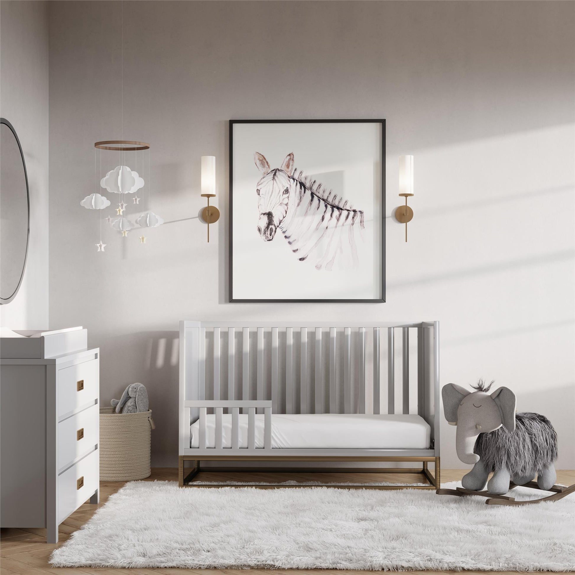 Haven 3 in 1 Metal Base Crib - Dove Gray