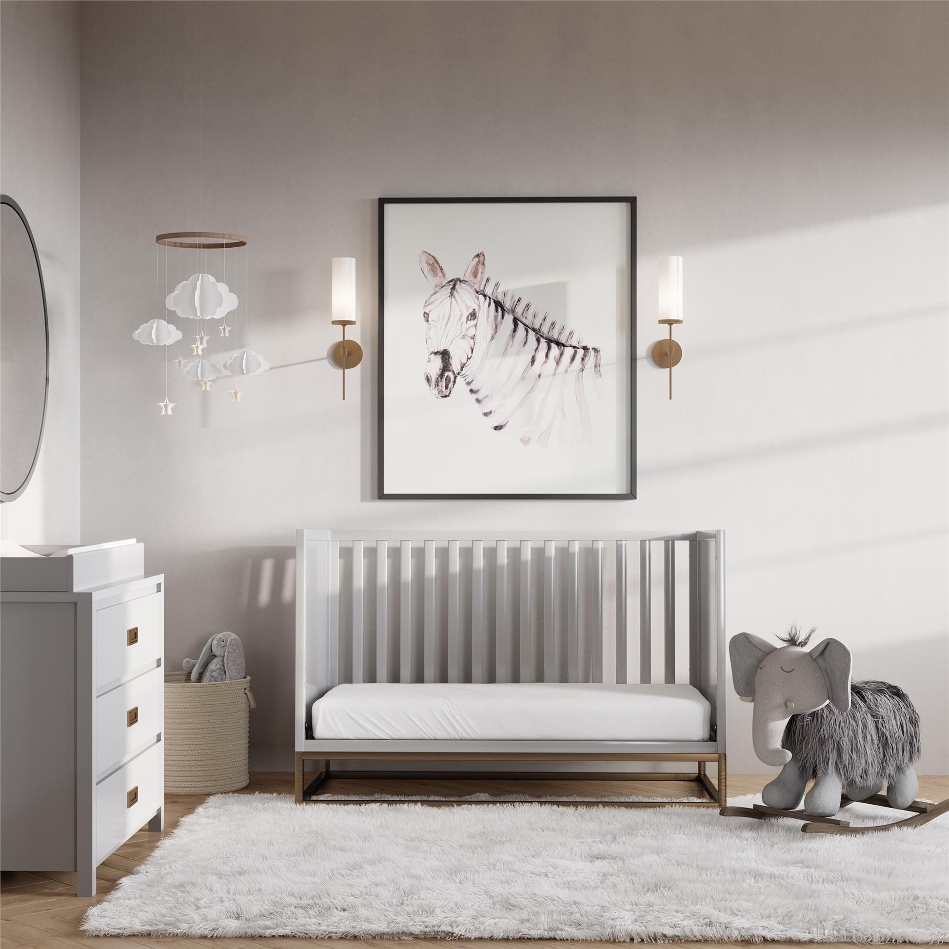 Haven 3 in 1 Metal Base Crib - Dove Gray