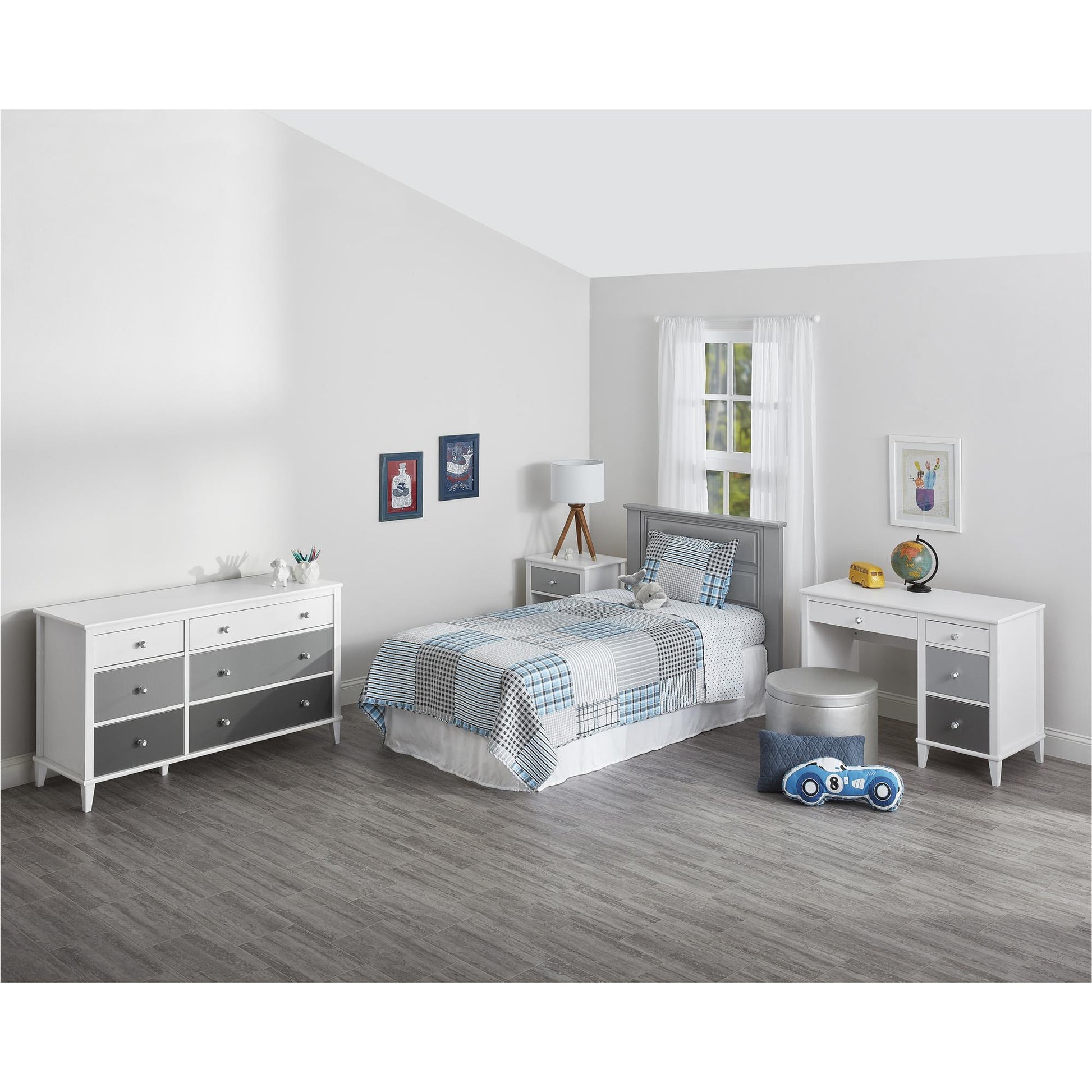 Monarch Hill Poppy 6 Drawer Dresser with 2 Sets of Knobs - Gray