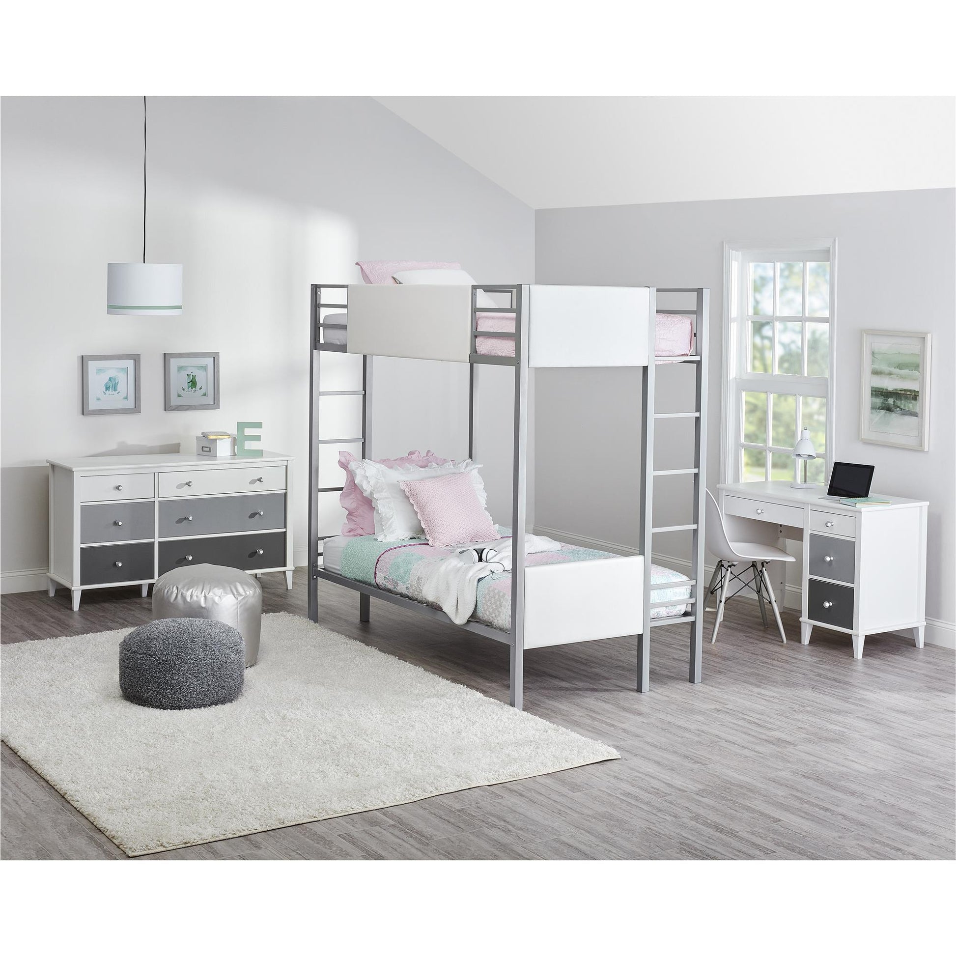 Monarch Hill Poppy 6 Drawer Dresser with 2 Sets of Knobs - Gray