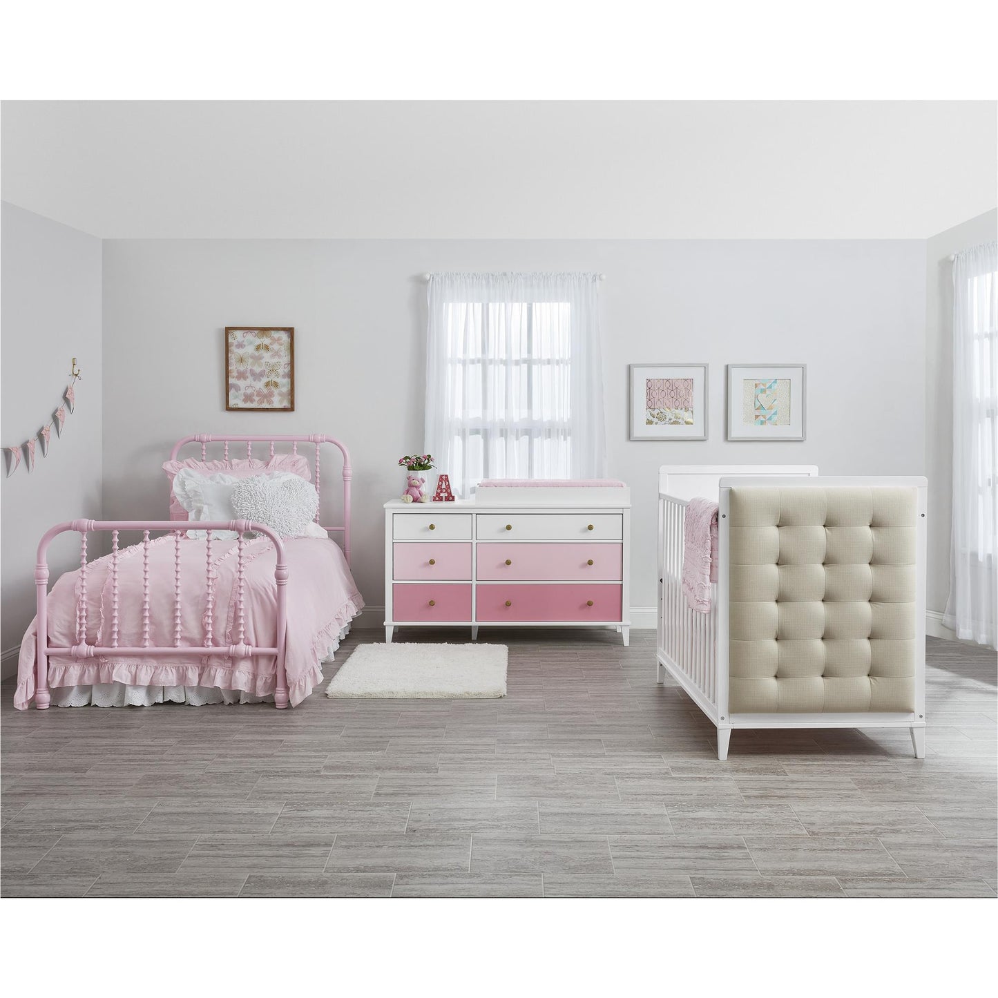 Monarch Hill Poppy 6 Drawer Dresser with 2 Sets of Knobs - Pink