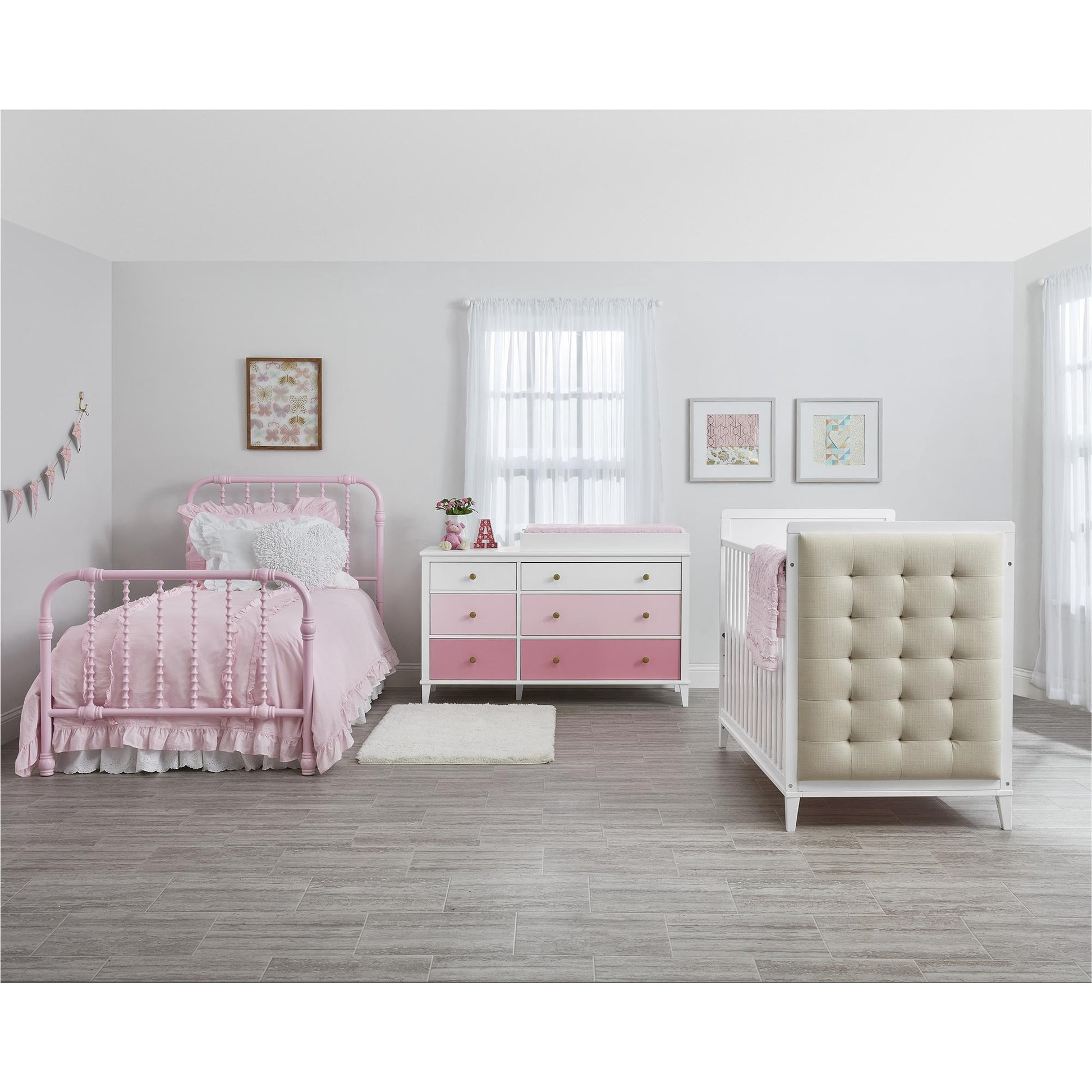 Monarch Hill Poppy 6 Drawer Dresser with 2 Sets of Knobs - Pink