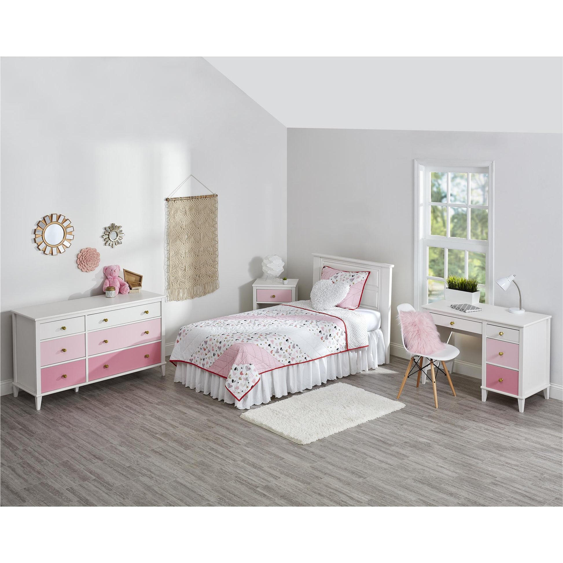 Monarch Hill Poppy 6 Drawer Dresser with 2 Sets of Knobs - Pink