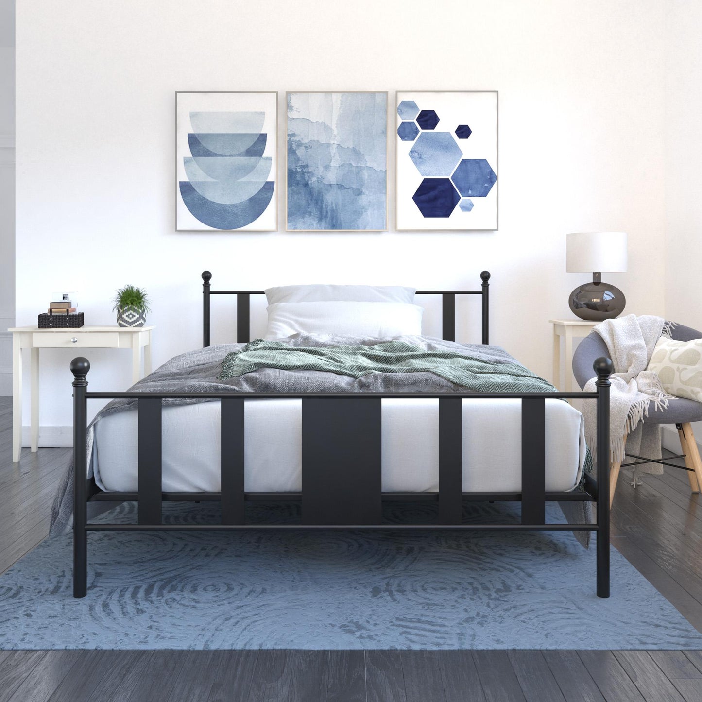 Langham Metal Bed, 7 inch or 11 inch Clearance - Black - Queen