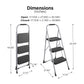 3 Step Steel Folding Step Stool with Slip-Resistant Treads - Platinum/Black - 1-Pack