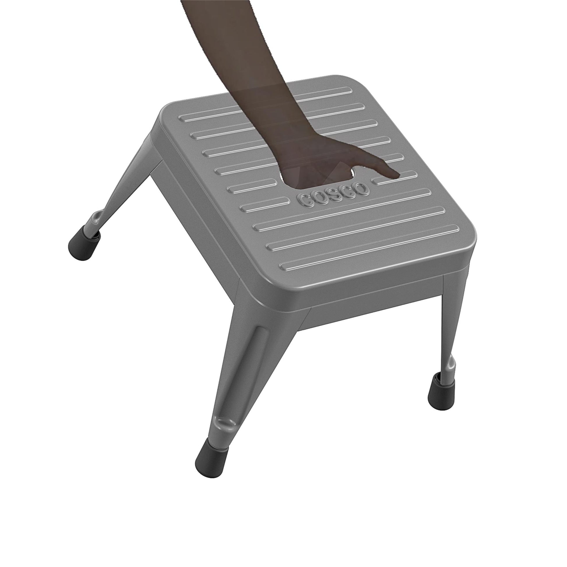 1 Step Stackable Gray Steel Step Stool with 225 lb Weight Capacity, Set of 2 - Gray