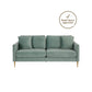 Highland 72 Inch Velvet Sofa with Matching Pillows - Seafoam Green