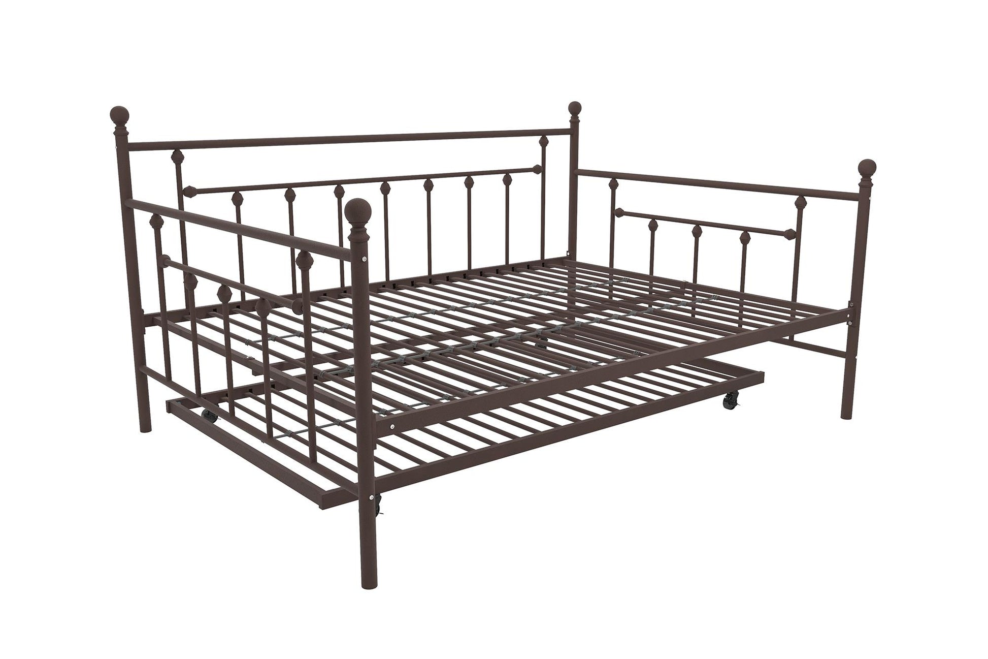 Manila Metal Daybed and Trundle Set with Sturdy Metal Frame and Slats - Bronze - Full