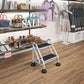 2 Step Commercial Rolling Step Ladder with Suction Cup Stabalizers - Grey/Grey/Blue