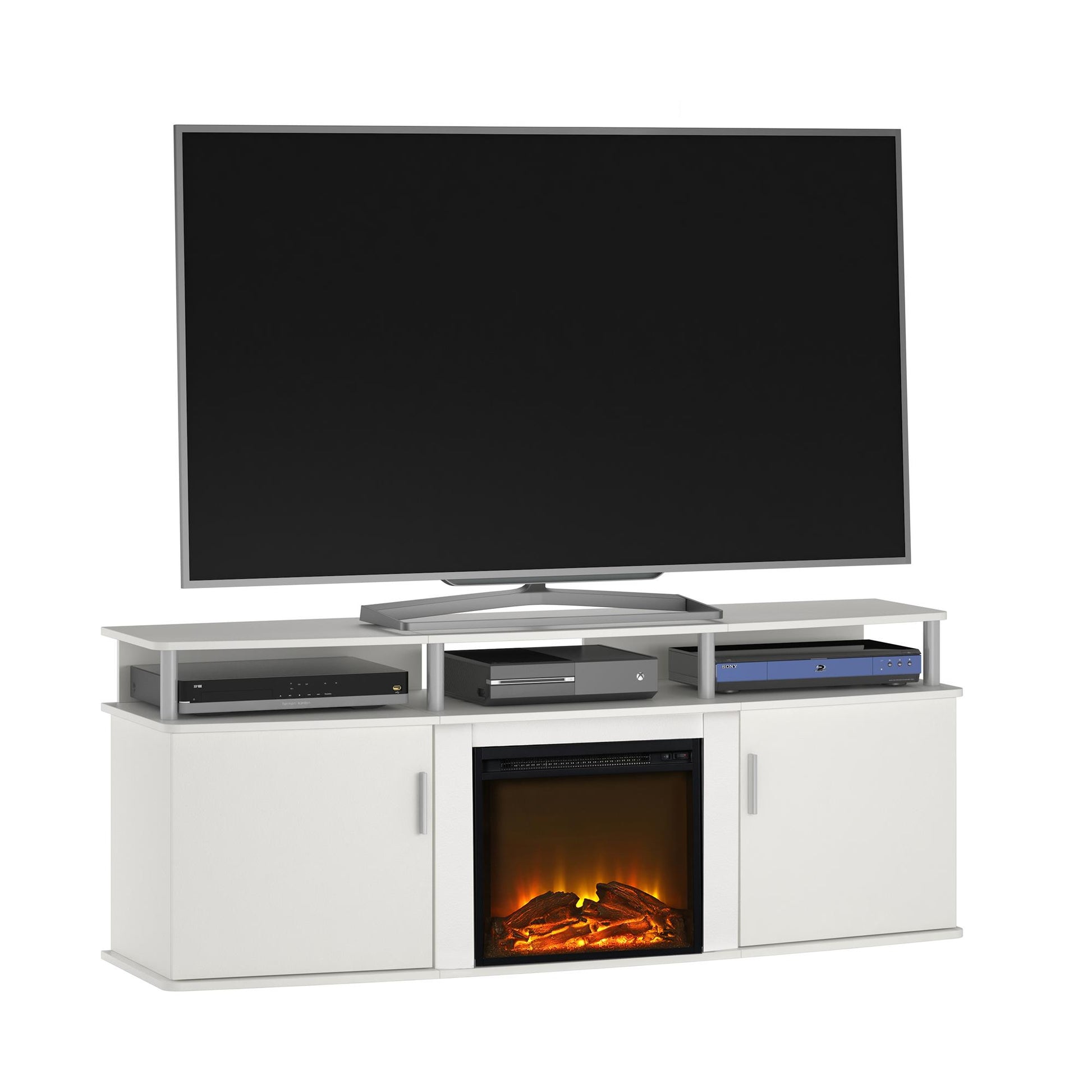 Carson Electric Fireplace TV Console for TVs up to 70 Inch - White