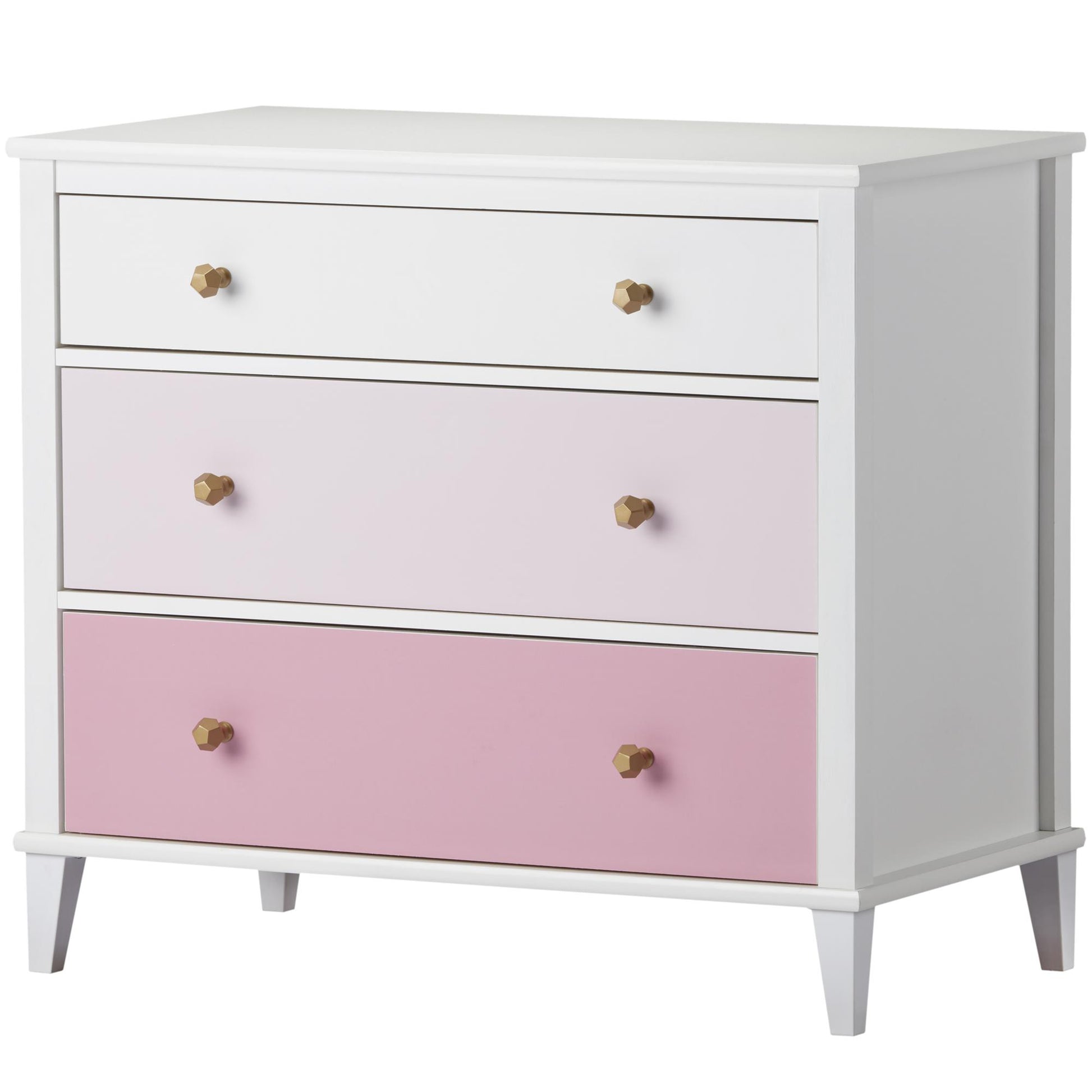 Monarch Hill Poppy 3 Drawer Dresser with 2 Sets of Knobs - Pink
