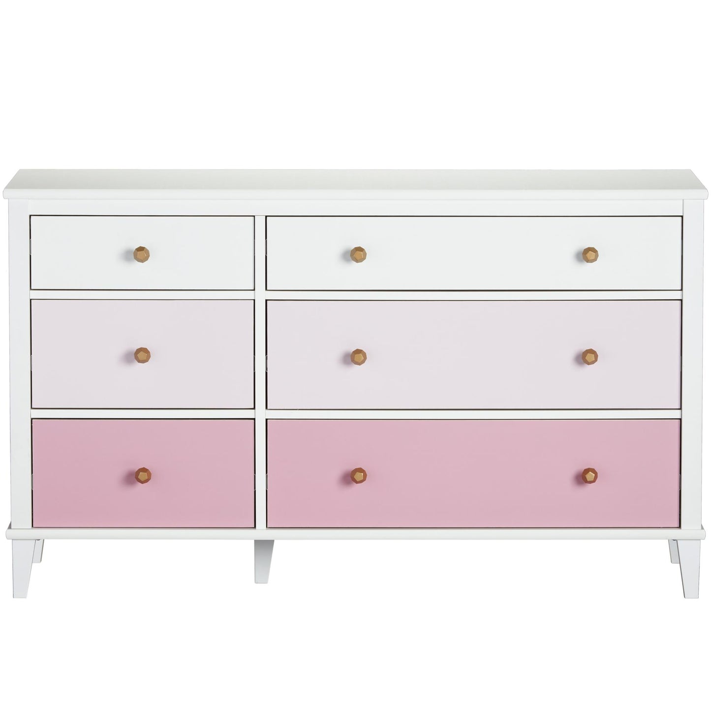 Monarch Hill Poppy 6 Drawer Dresser with 2 Sets of Knobs - Pink