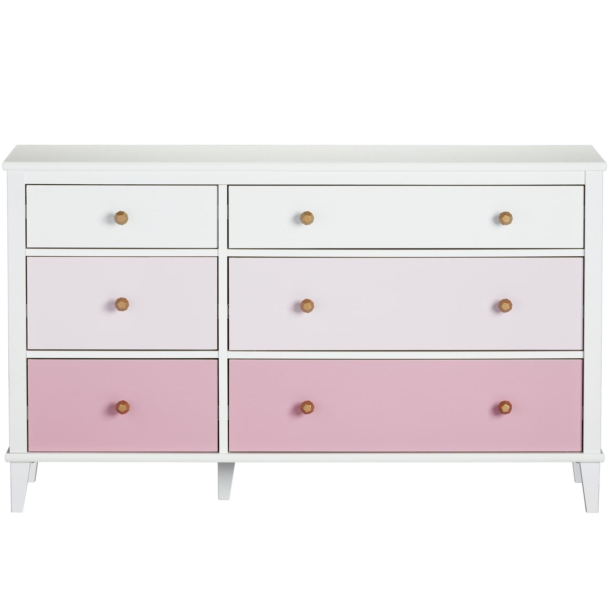 Monarch Hill Poppy 6 Drawer Dresser with 2 Sets of Knobs - Pink