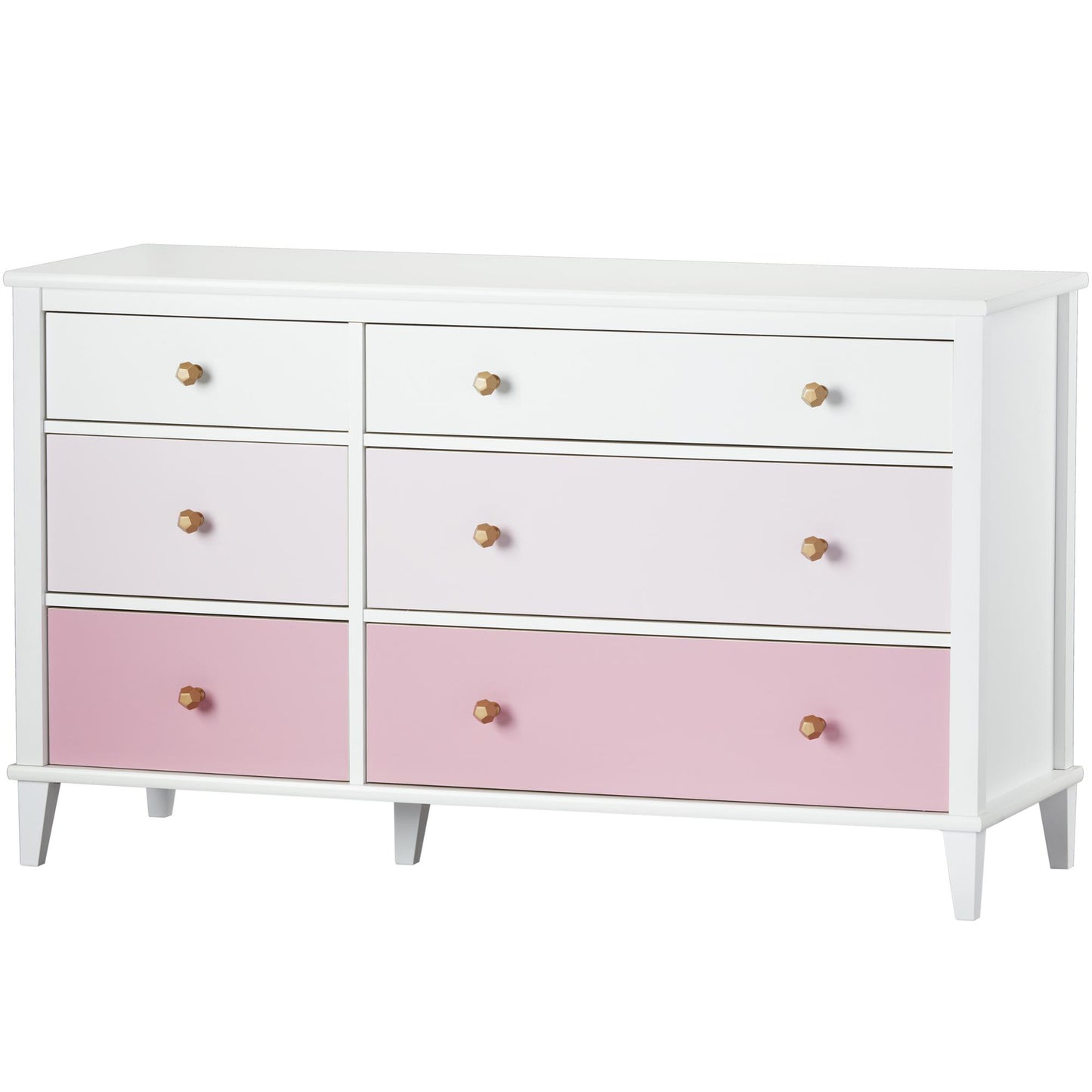Monarch Hill Poppy 6 Drawer Dresser with 2 Sets of Knobs - Pink