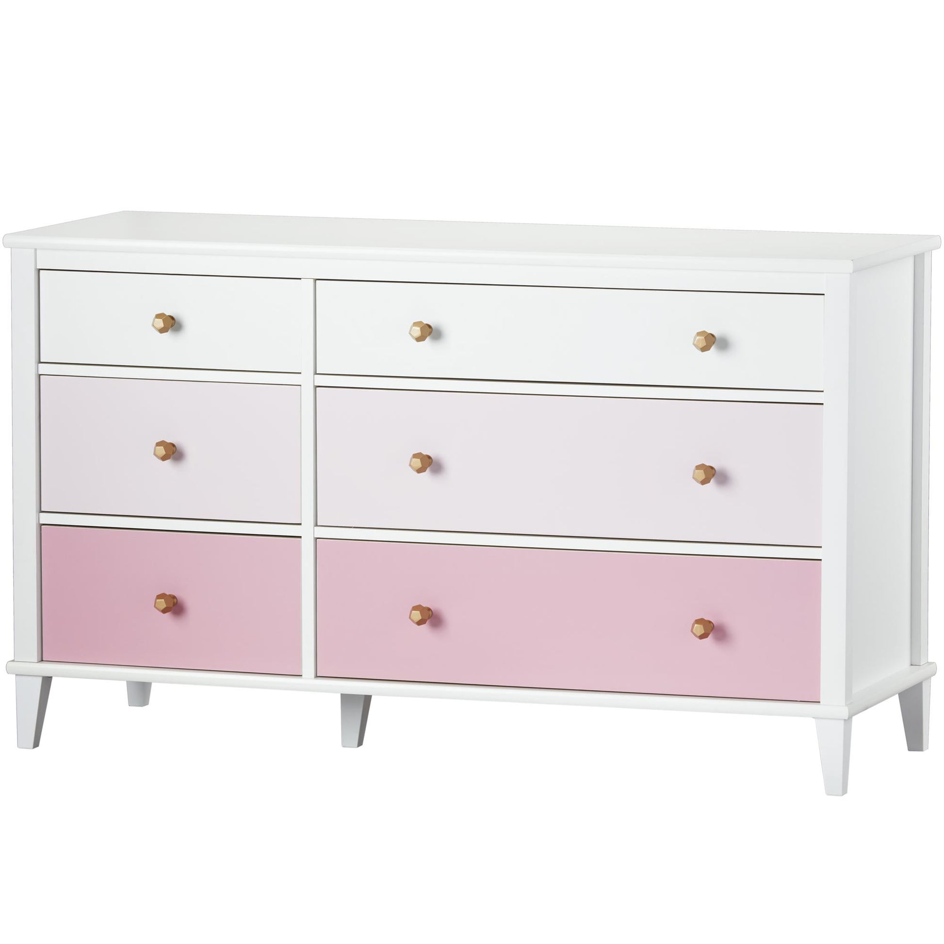 Monarch Hill Poppy 6 Drawer Dresser with 2 Sets of Knobs - Pink