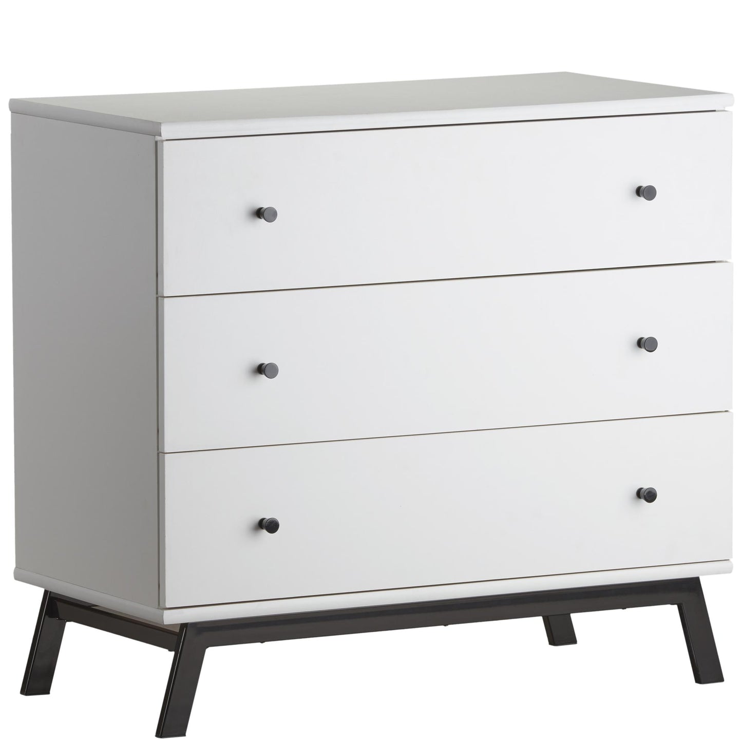 Rowan Valley Lark Urban 3 Drawer Dresser with Angled Metal Base - White