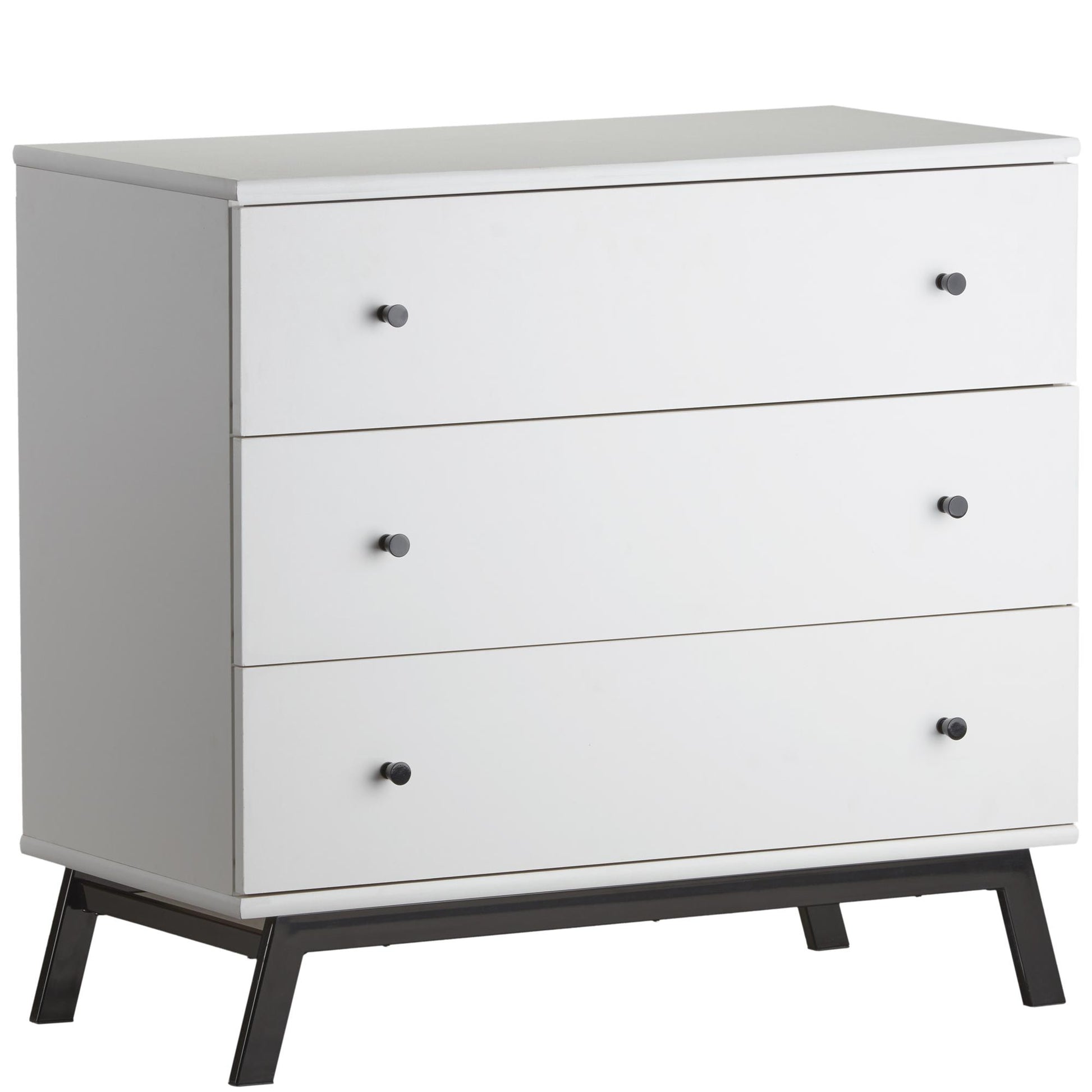 Rowan Valley Lark Urban 3 Drawer Dresser with Angled Metal Base - White