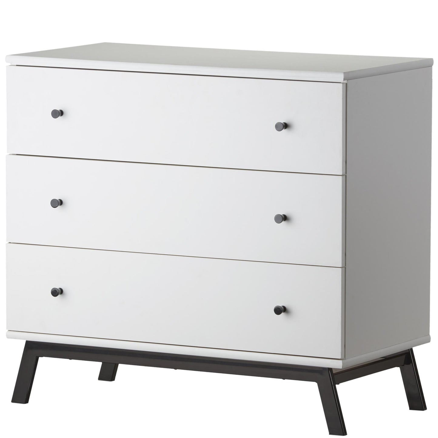 Rowan Valley Lark Urban 3 Drawer Dresser with Angled Metal Base - White