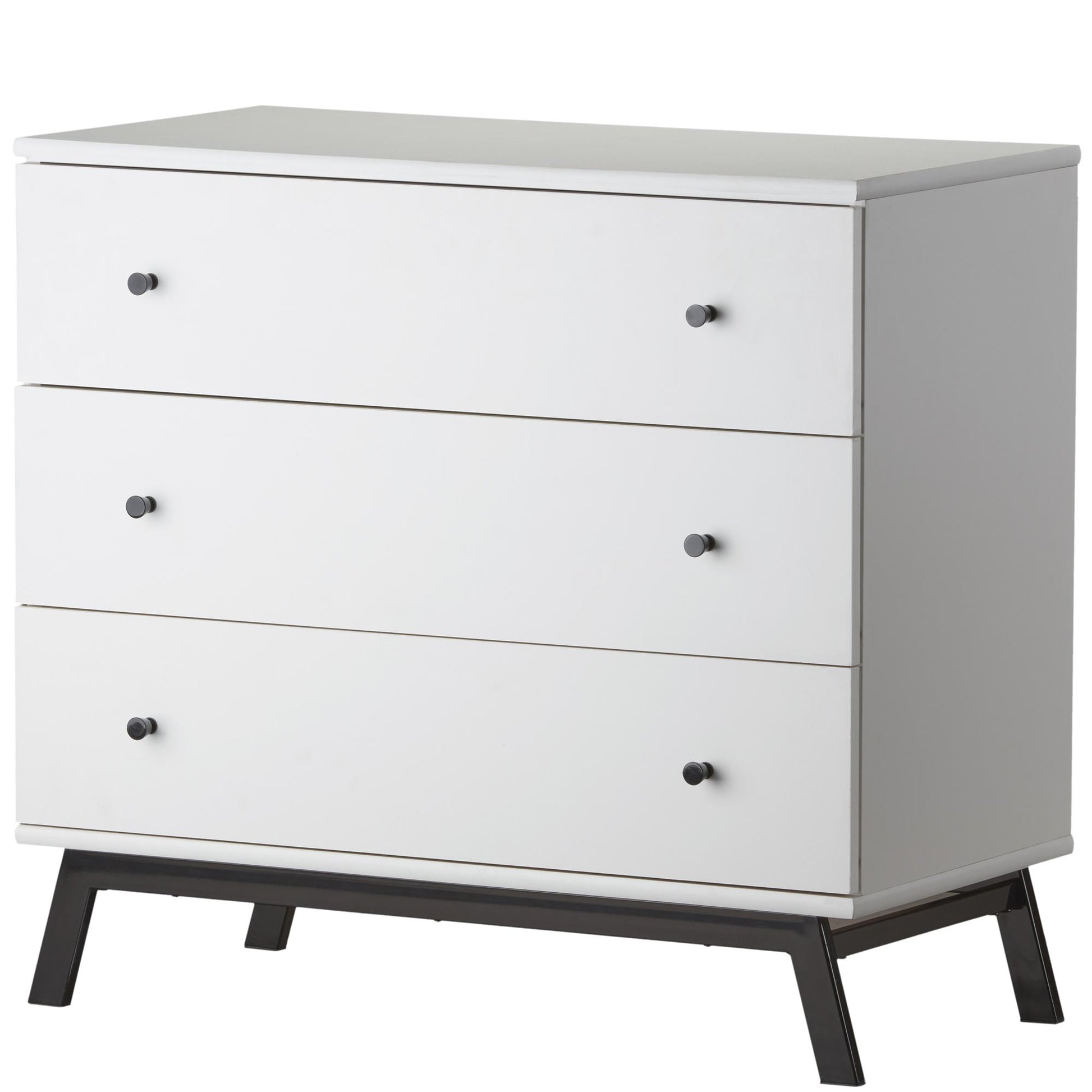 Rowan Valley Lark Urban 3 Drawer Dresser with Angled Metal Base - White