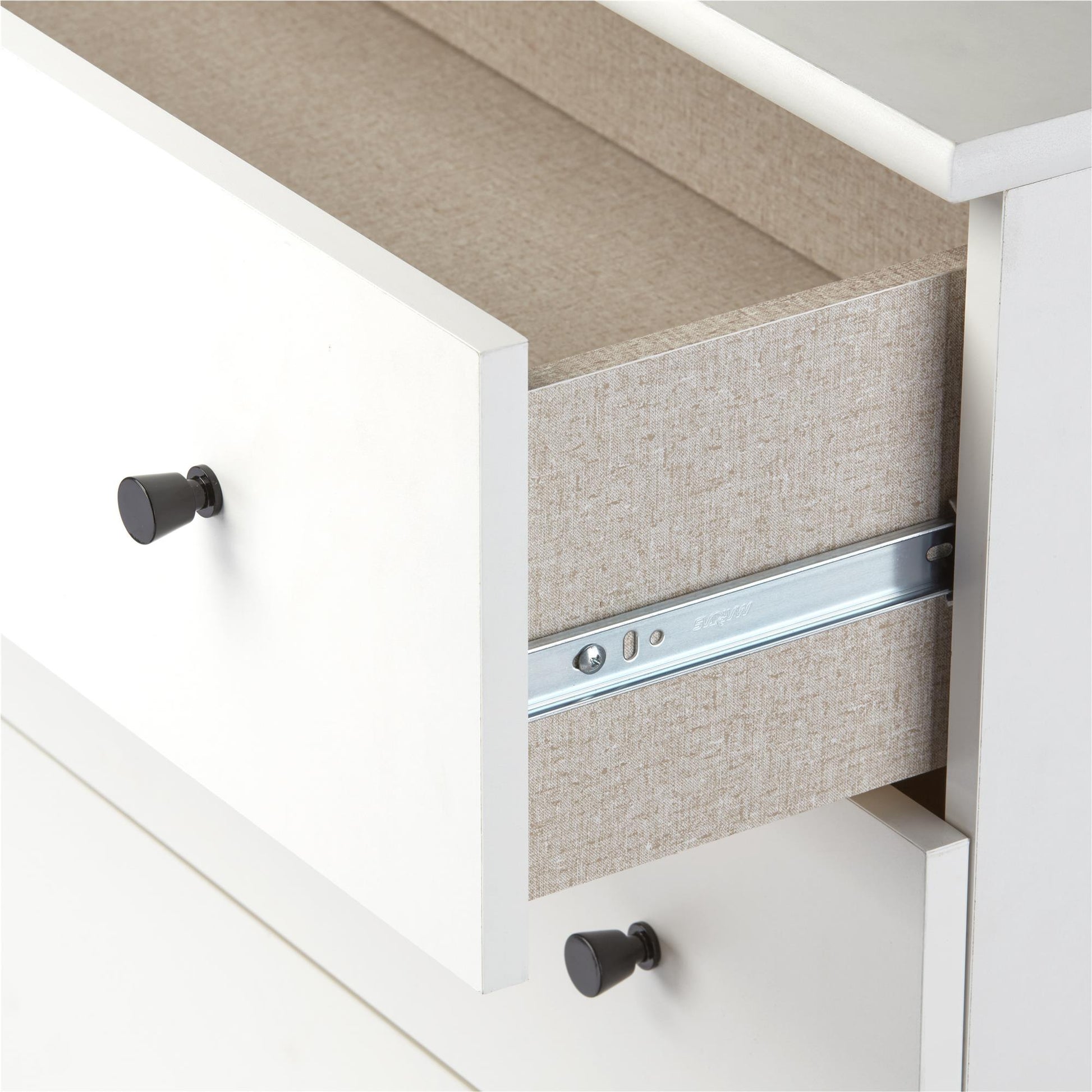 Rowan Valley Lark Urban 3 Drawer Dresser with Angled Metal Base - White