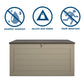Outdoor Weather-Resistant Patio Deck Storage Box with Locking Hinge Design - Tan