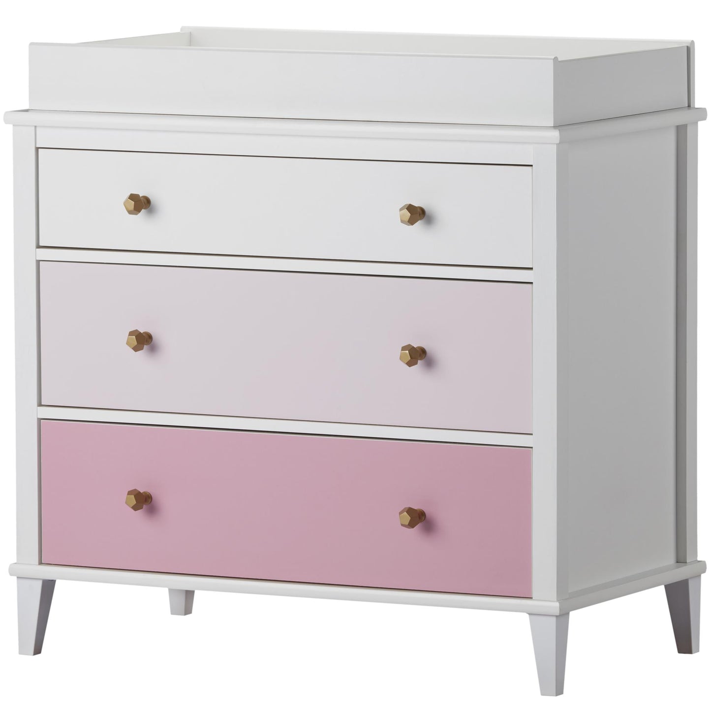 Monarch Hill Poppy 3 Drawer Changing Table with 2 Sets of Knobs - Pink