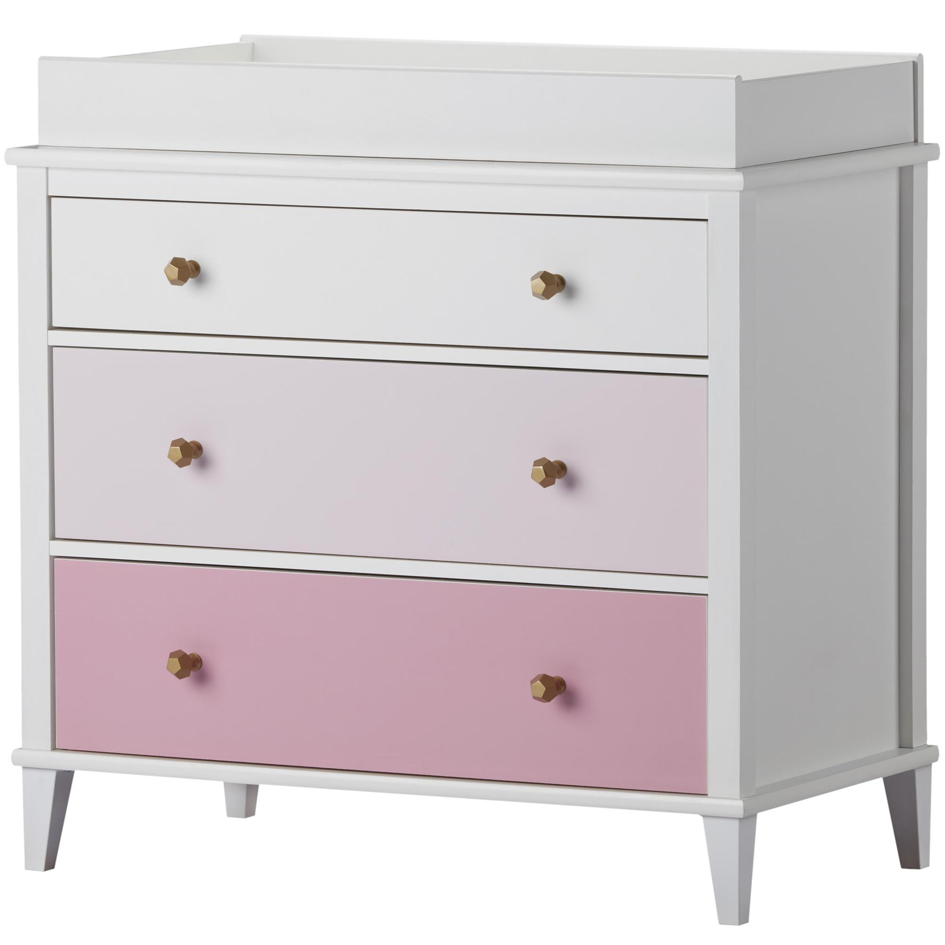 Monarch Hill Poppy 3 Drawer Changing Table with 2 Sets of Knobs - Pink