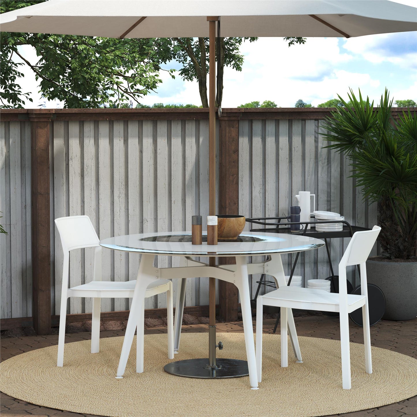Poolside Collection Chandler Stacking Dining Chairs Indoor/Outdoor, Set of 2 - White - 2-Pack