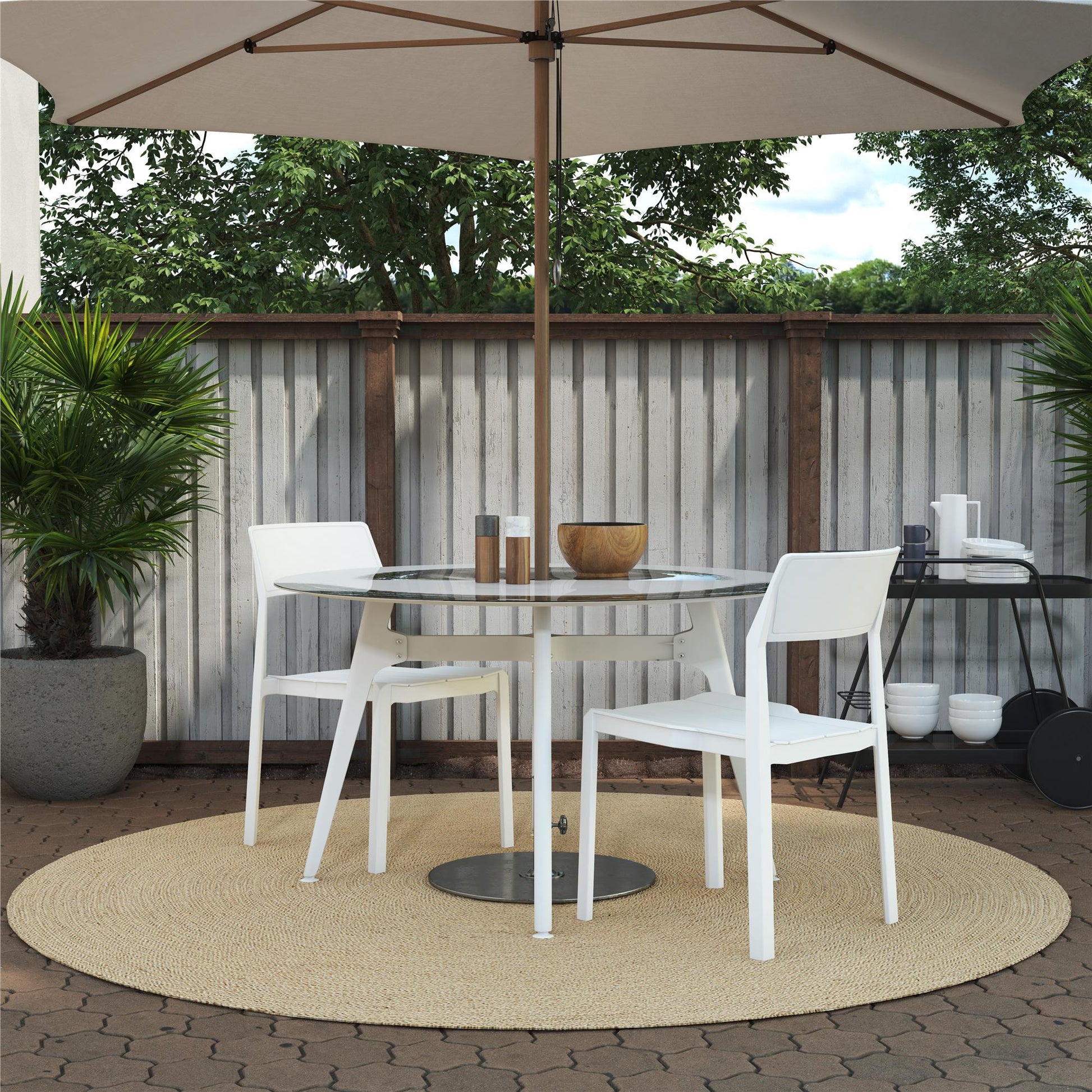 Poolside Collection Chandler Stacking Dining Chairs Indoor/Outdoor, Set of 2 - White - 2-Pack