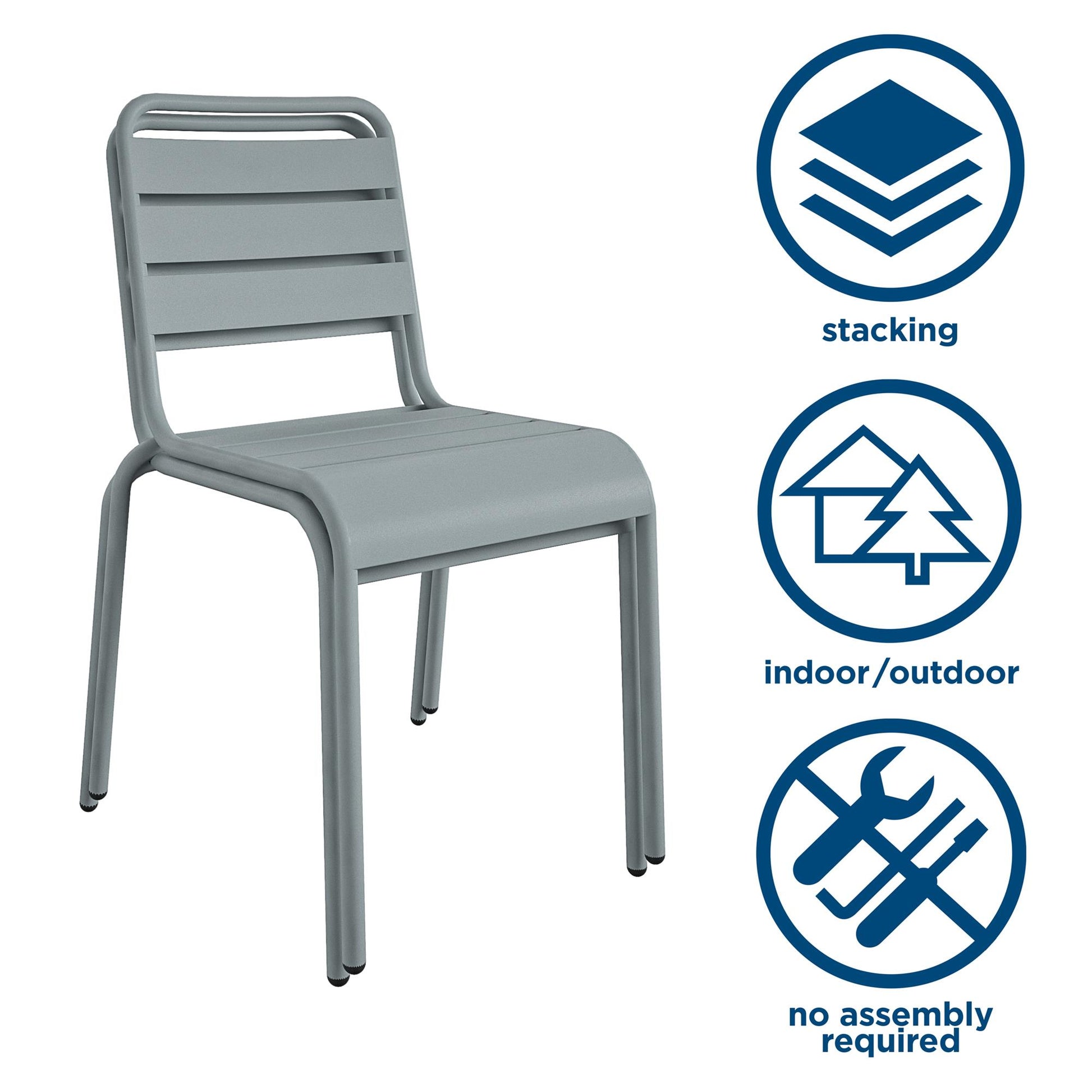 Poolside Gossip June Outdoor/Indoor Stacking Dining Chairs, Set of 2 - Light Gray - 2-Pack