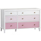Monarch Hill Poppy 6 Drawer Dresser with 2 Sets of Knobs - Pink