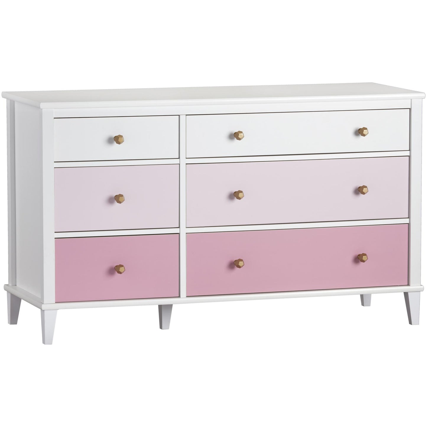 Monarch Hill Poppy 6 Drawer Dresser with 2 Sets of Knobs - Pink