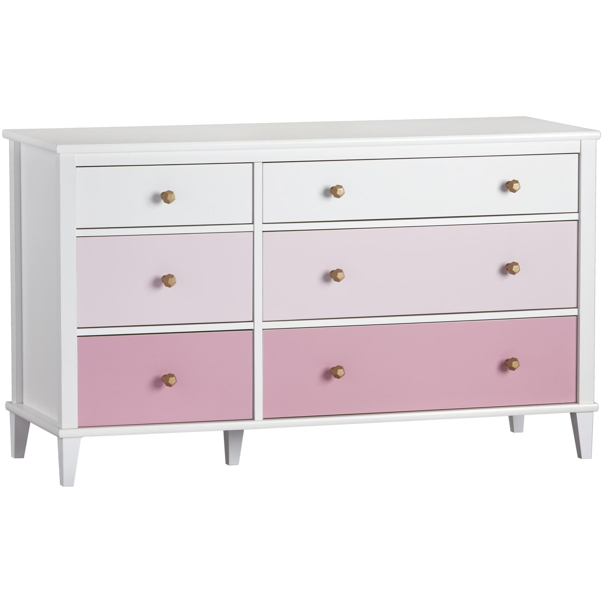 Monarch Hill Poppy 6 Drawer Dresser with 2 Sets of Knobs - Pink