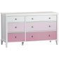 Monarch Hill Poppy 6 Drawer Dresser with 2 Sets of Knobs - Pink