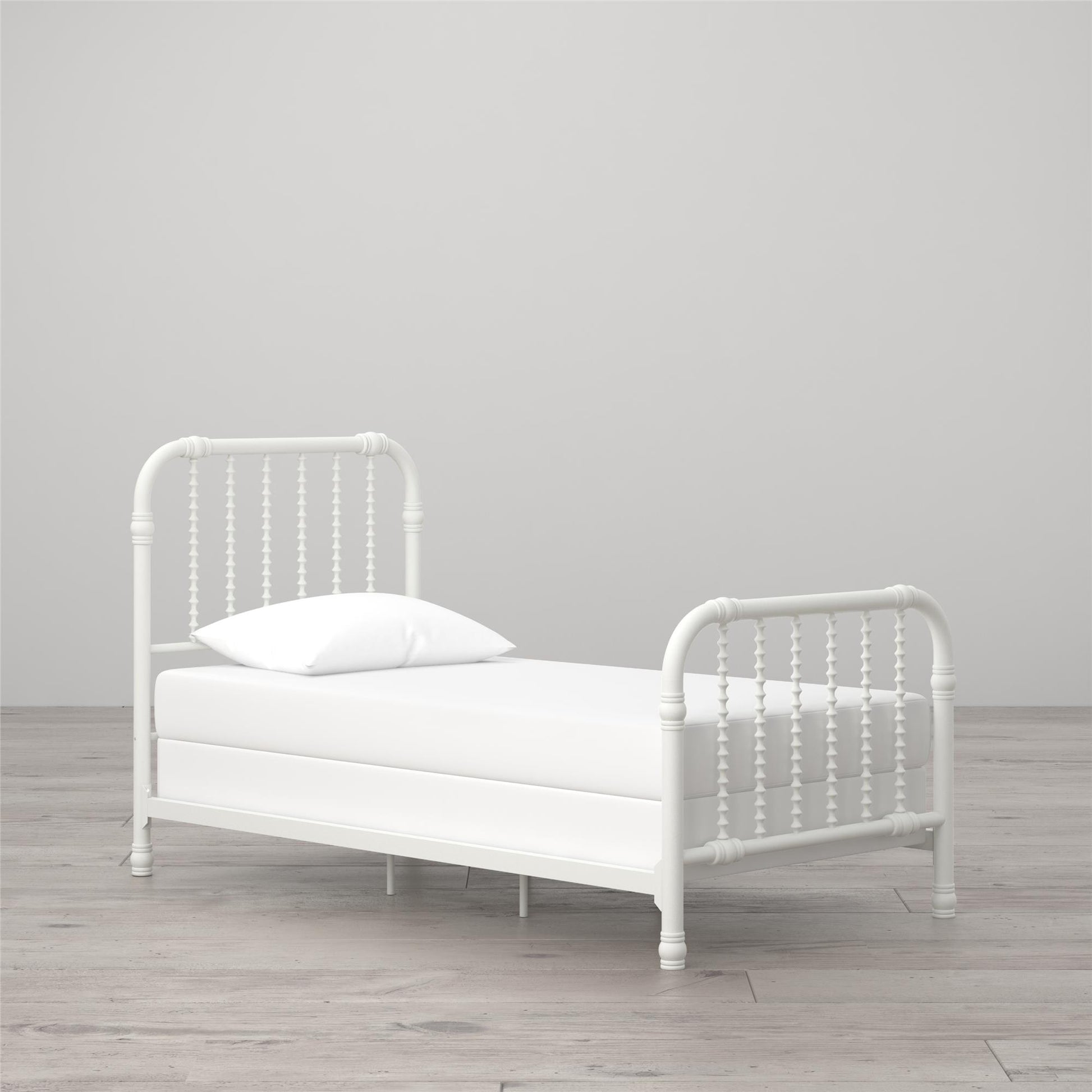 Monarch Hill Wren Metal Bed with Curved Scrollwork Design - White - Twin