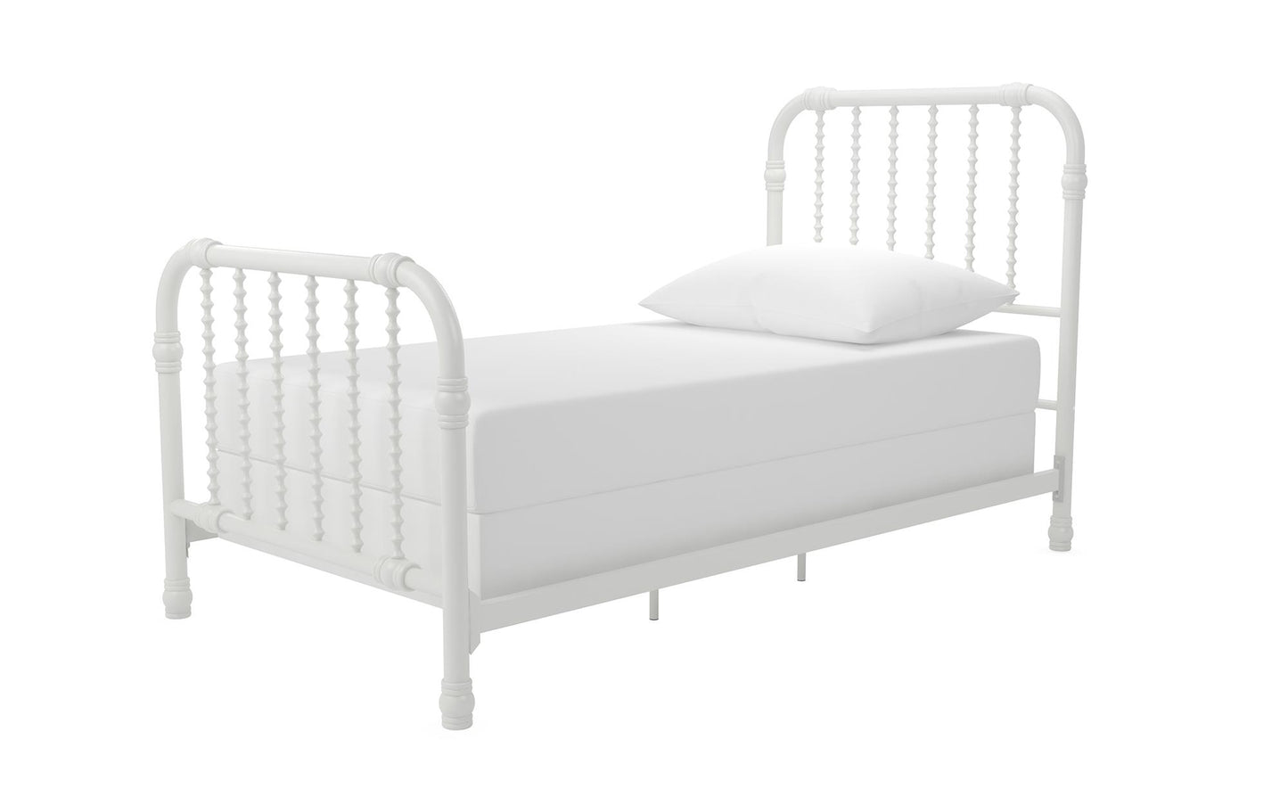 Monarch Hill Wren Metal Bed with Curved Scrollwork Design - White - Twin