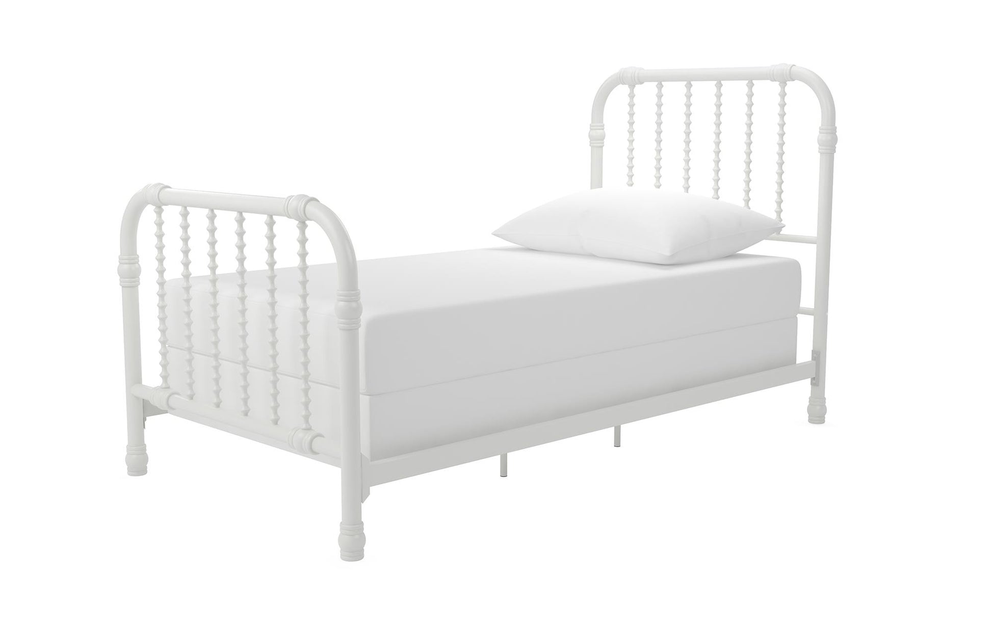 Monarch Hill Wren Metal Bed with Curved Scrollwork Design - White - Twin