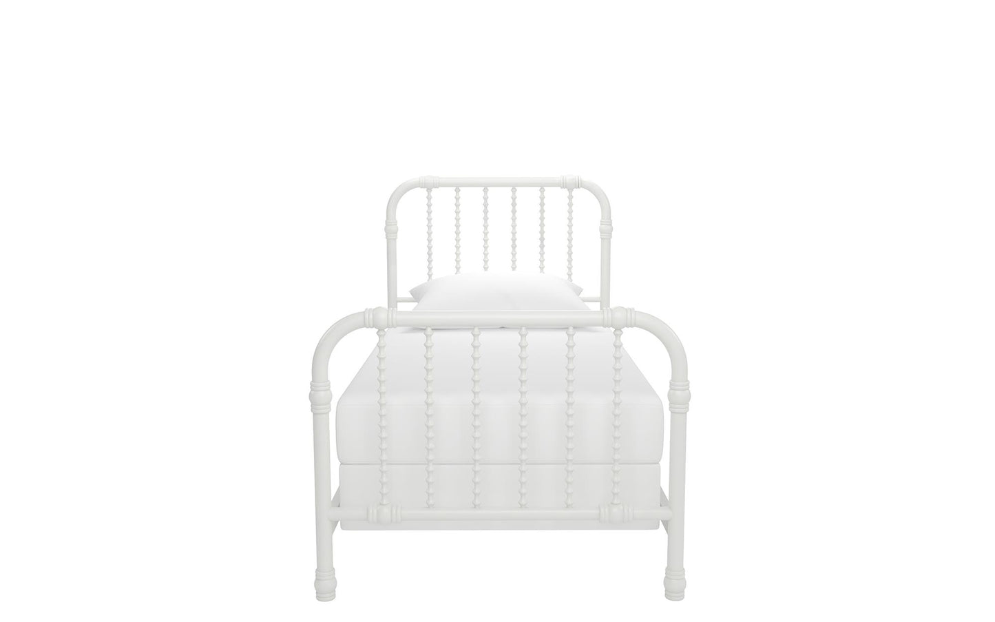 Monarch Hill Wren Metal Bed with Curved Scrollwork Design - White - Twin