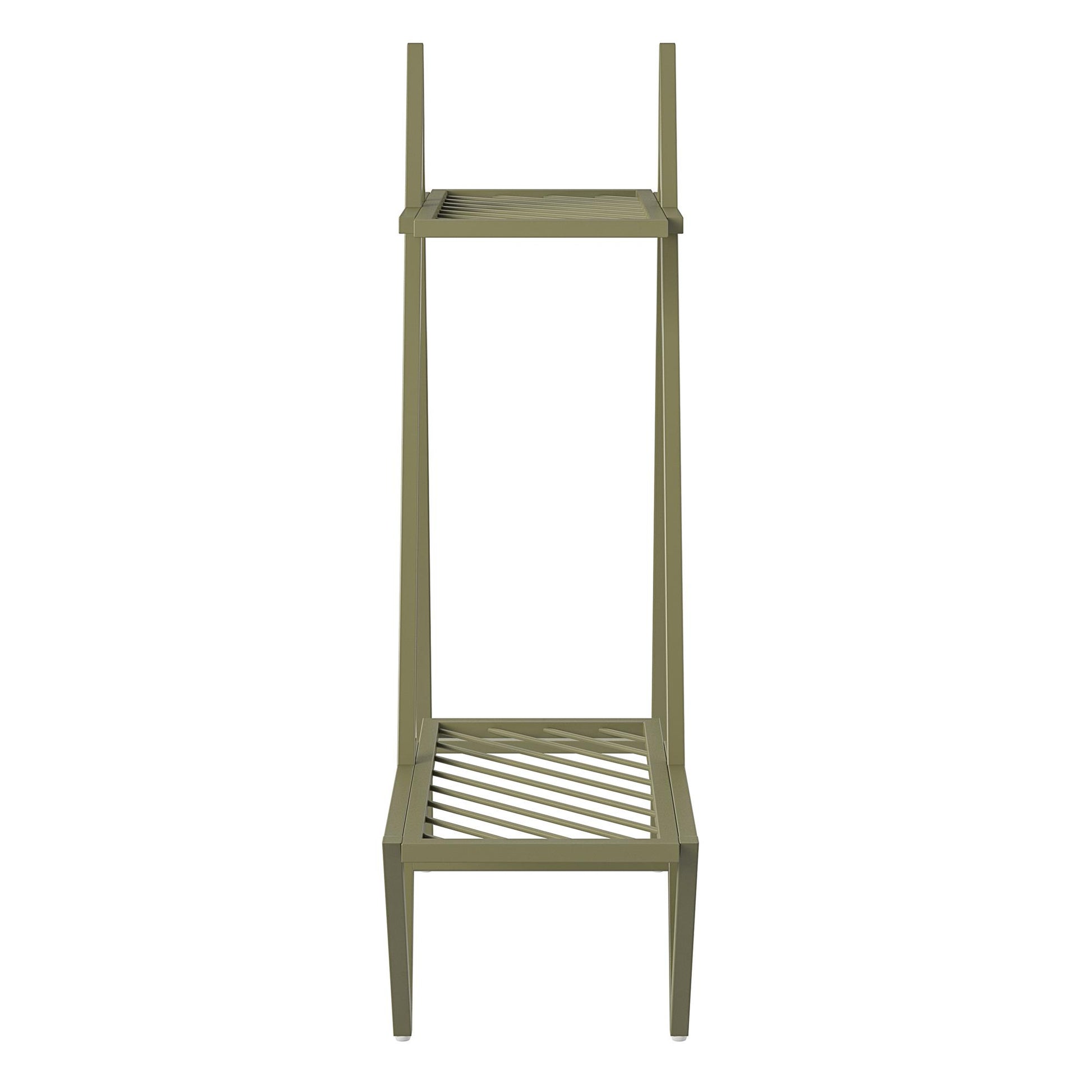 Botanika Plant Stand with 2 Metal Shelves for Potted Flowers - Olive Green