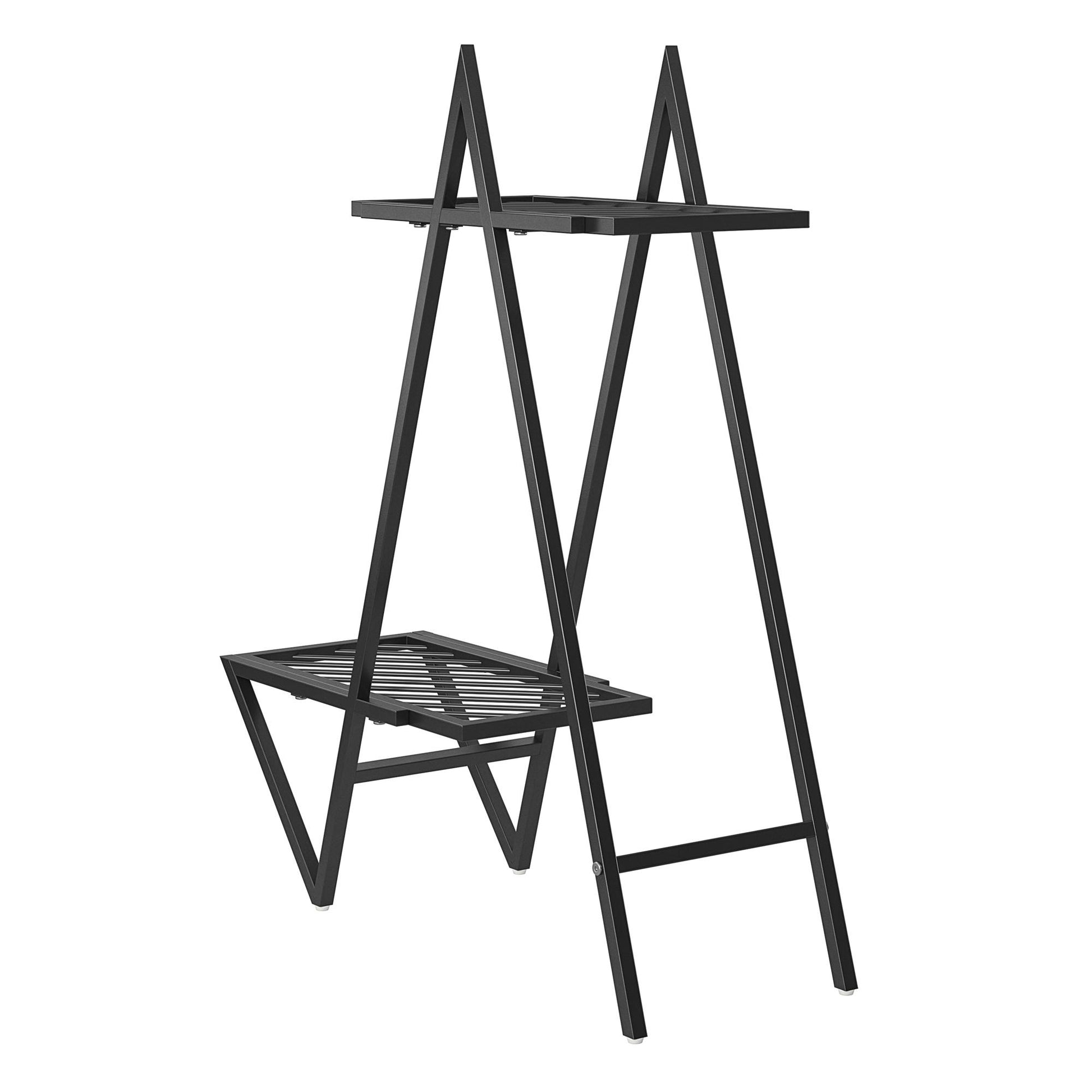 Botanika Plant Stand with 2 Metal Shelves for Potted Flowers - Black