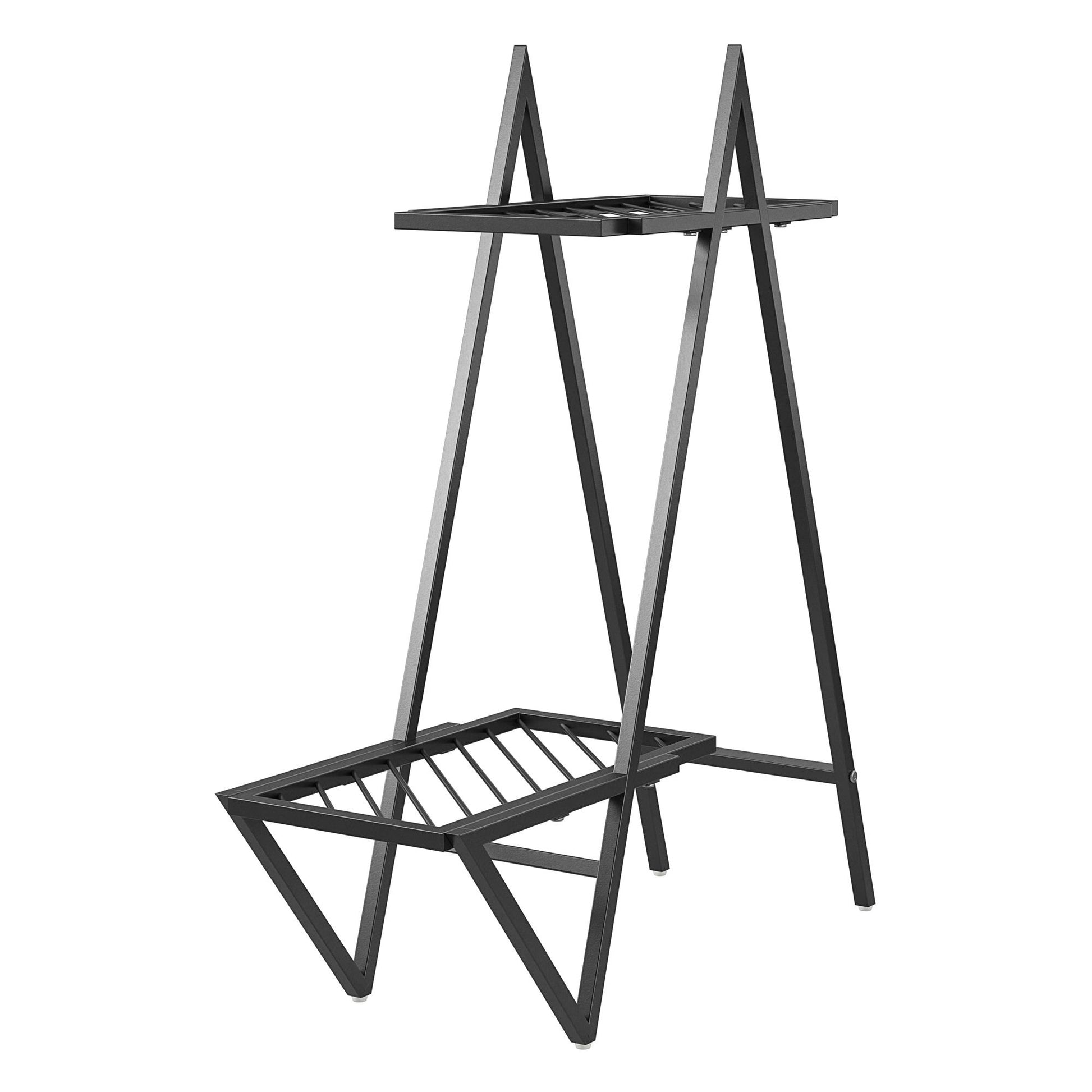 Botanika Plant Stand with 2 Metal Shelves for Potted Flowers - Black
