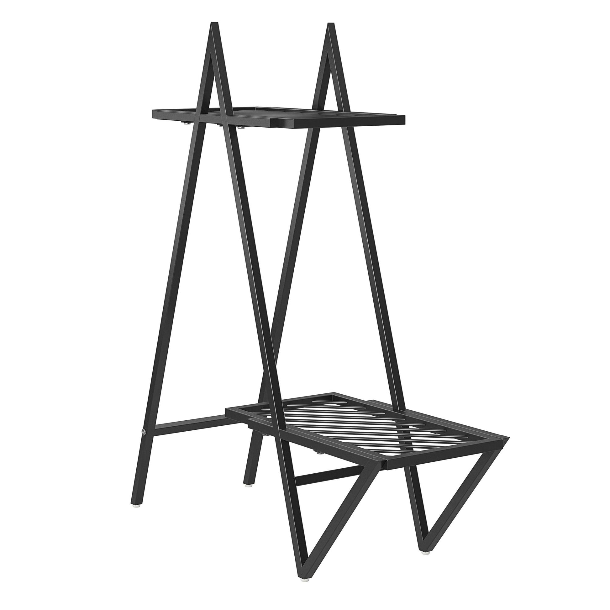 Botanika Plant Stand with 2 Metal Shelves for Potted Flowers - Black