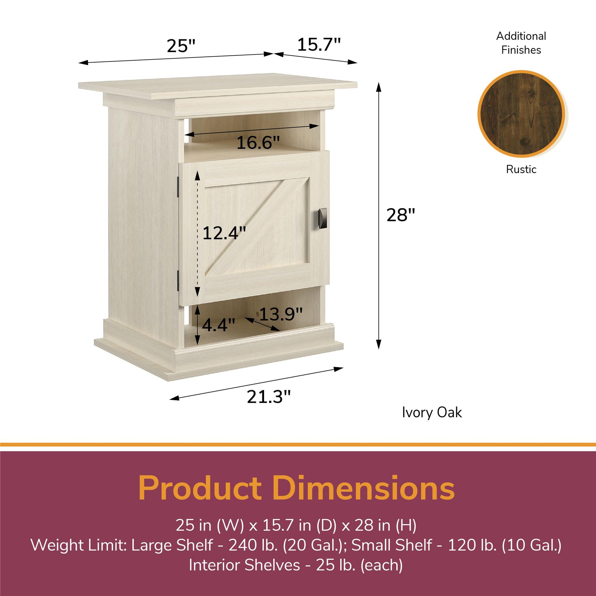 Flipper Farmington Rustic Farmhouse Aquarium Stand For 10 or 20 Gallon Tank - Rustic