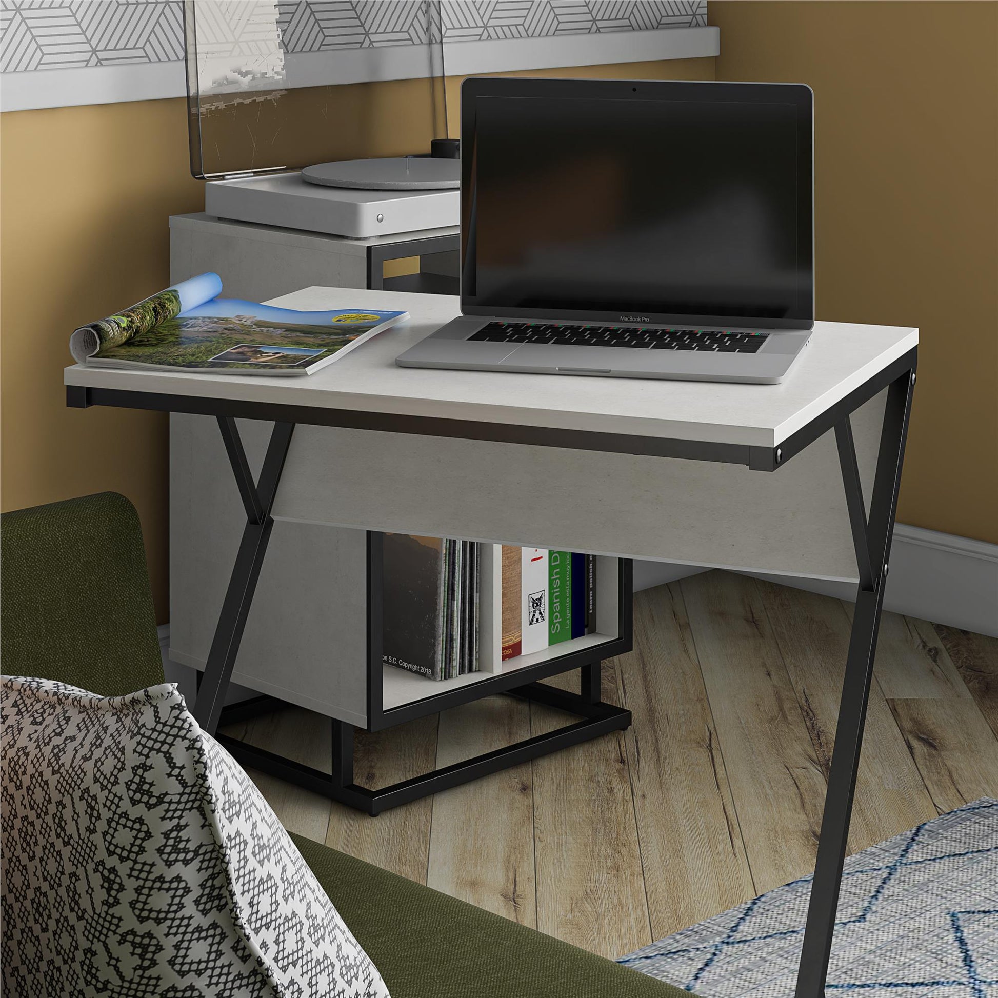 Regal Accent Table/Laptop Desk, Plaster/Gunmetal - Plaster