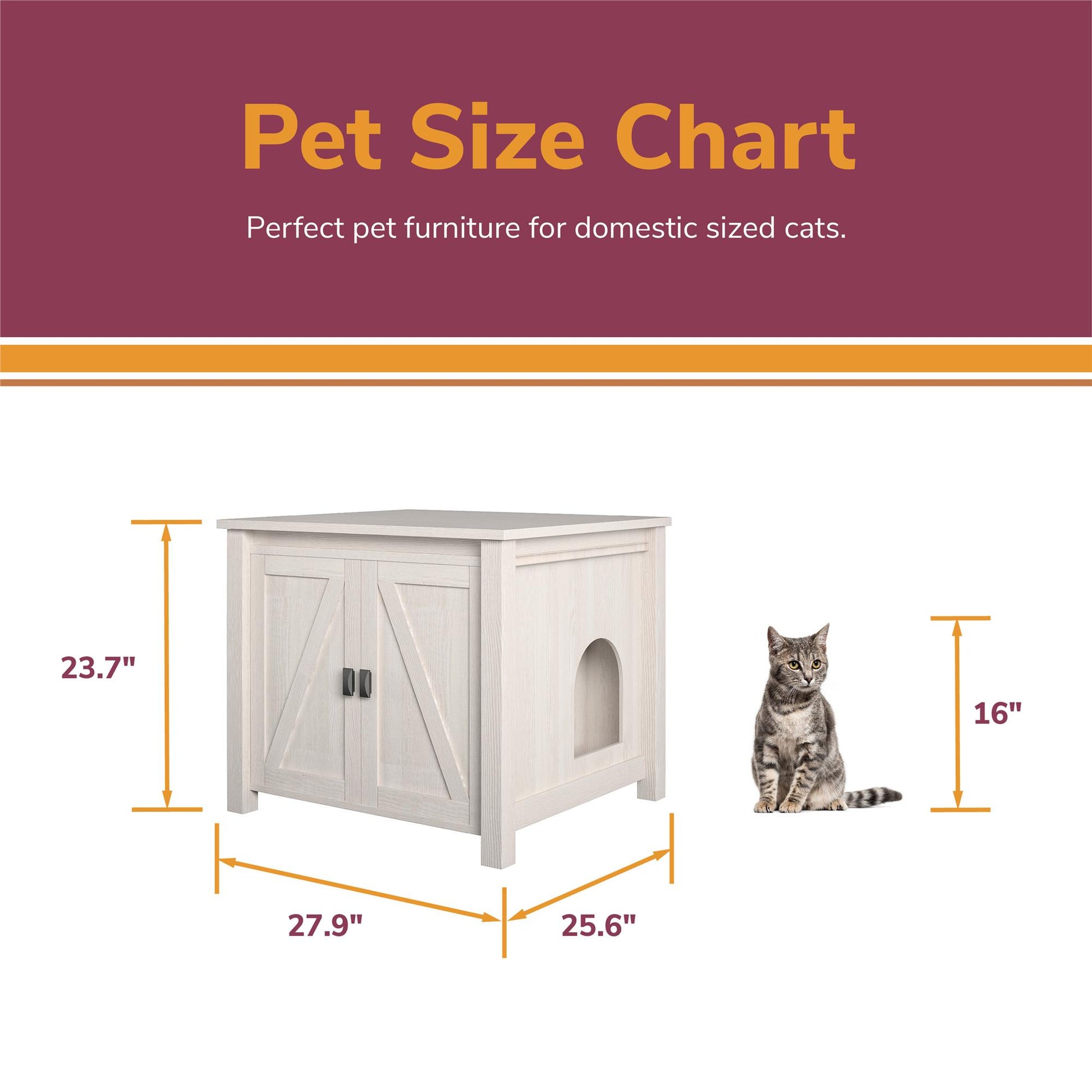 Farmington Rustic Farmhouse Litter Box Enclosure for Cats - Ivory Pine