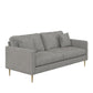 Highland 72 Inch Velvet Sofa with Matching Pillows - Gray