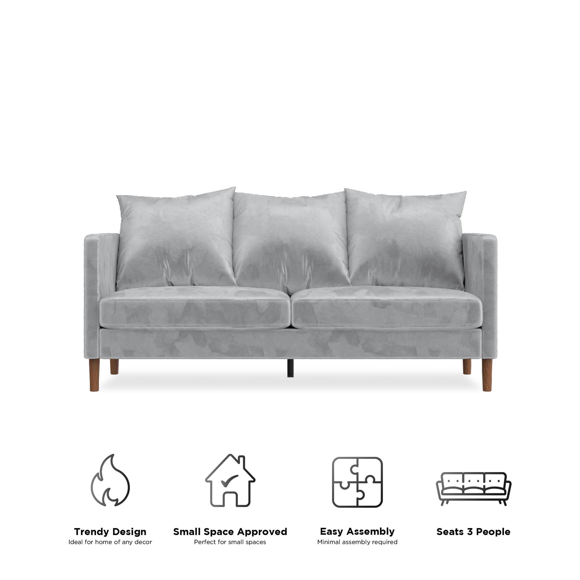 Paige Modern Pillowback Sofa - Light Gray